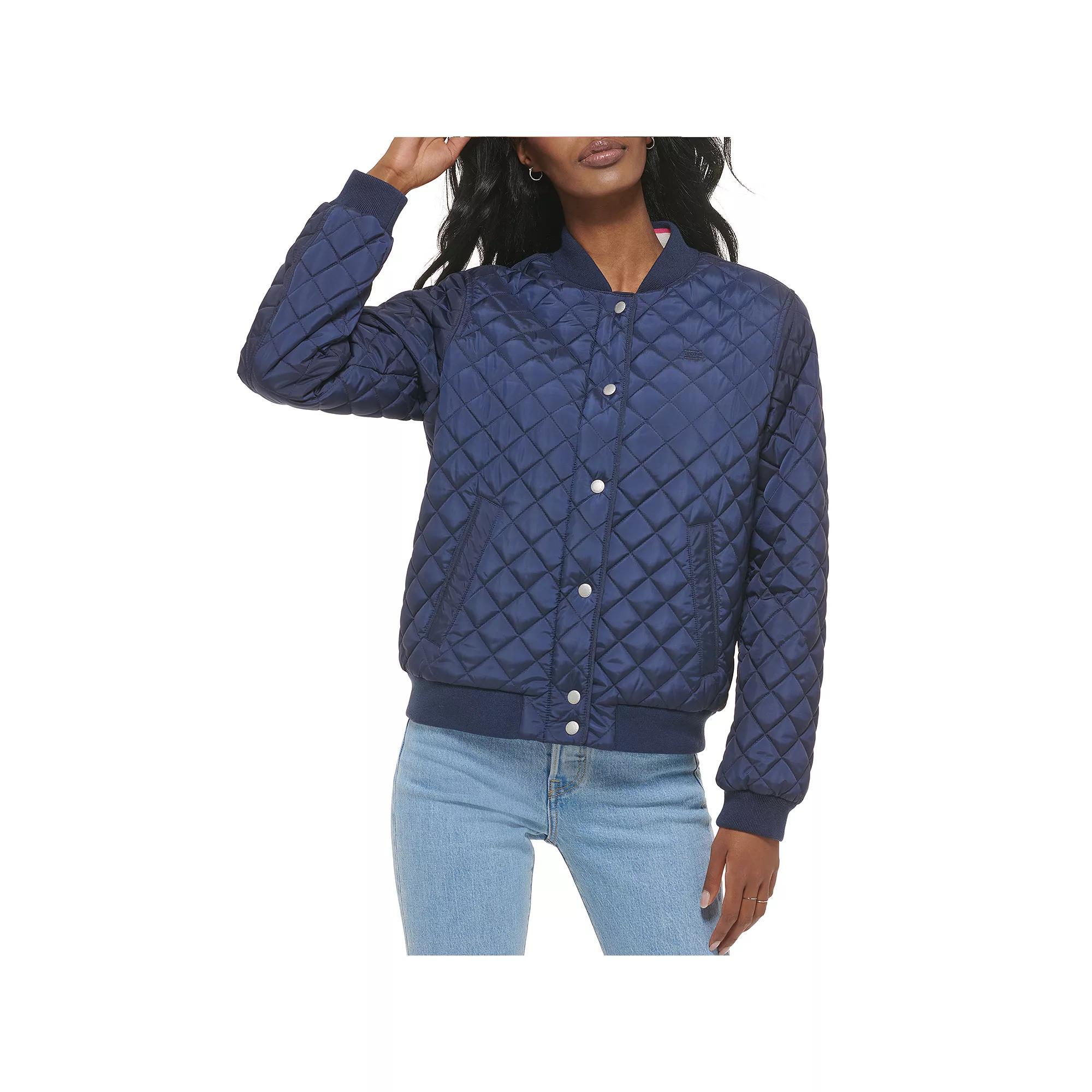 Women's Levi's® Diamond Quilted Bomber Jacket with Sherpa Lining, Size: Medium, Black Product Image