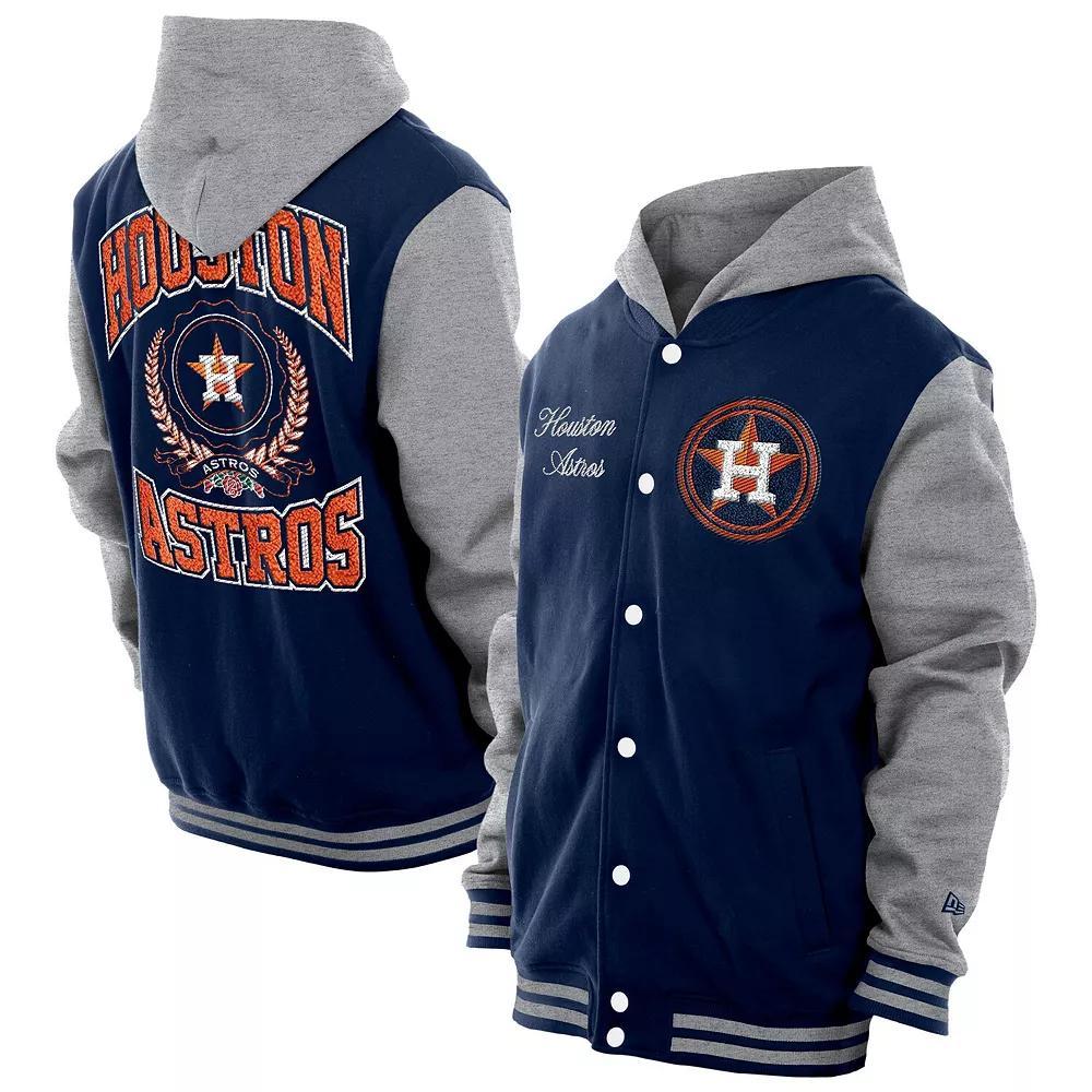 Men's New Era Navy Houston Astros Throwback Prep Full-Snap Hoodie Jacket, Size: Small, Blue Product Image