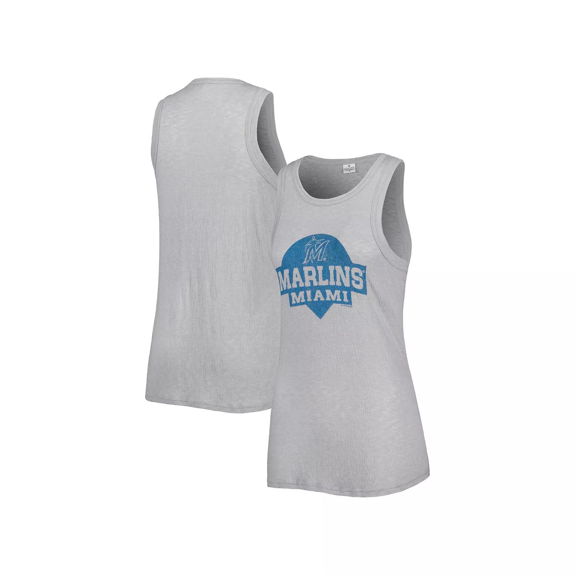 Women's Soft as a Grape Gray Miami Marlins Tri-Blend Tank Top, Size: XL, Grey Product Image