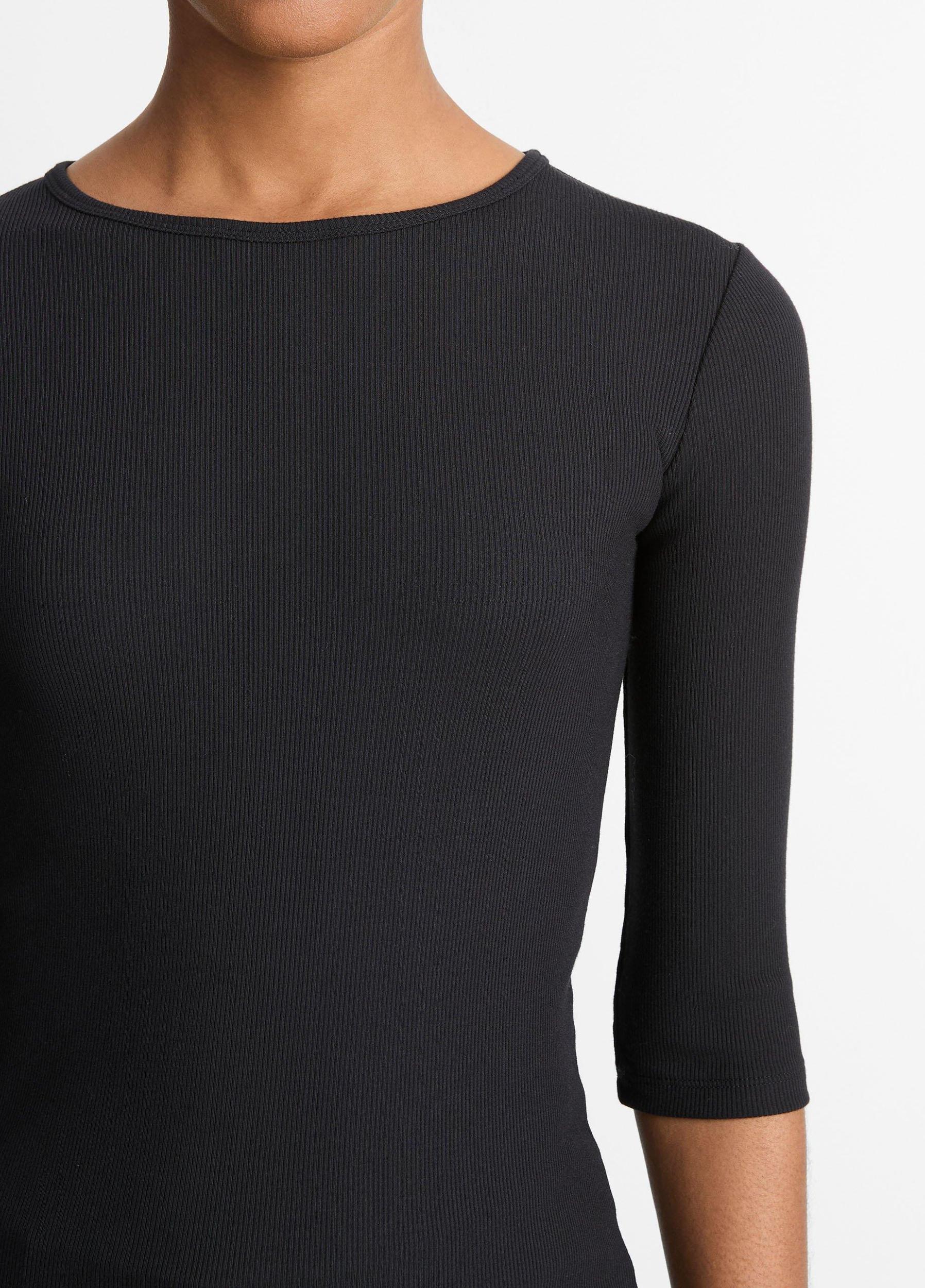 Elbow-Sleeve Crew Neck T-Shirt Product Image