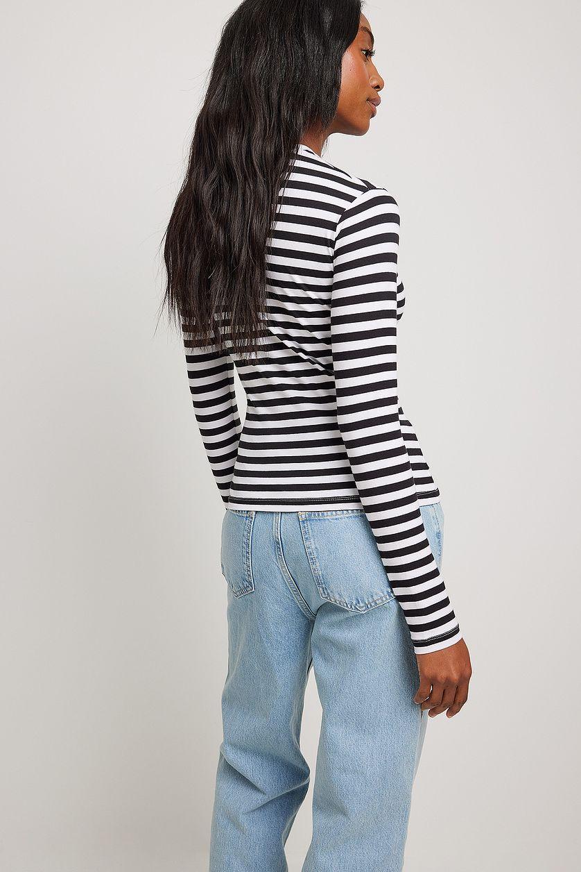 Long Sleeve Striped Fitted Top Product Image