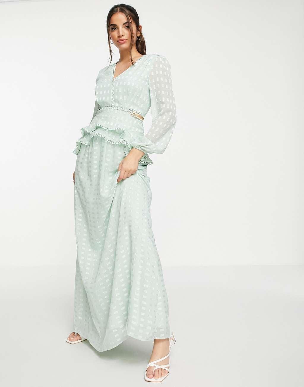 Lipsy plunge maxi dress in soft mint Product Image