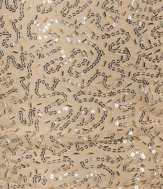 B. Darlin Strapless Shirred Pleated Front Sequin With Bugle Beads Dress Product Image