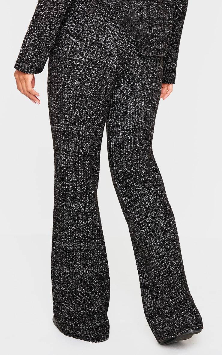 Black Marl Knit Wide Leg Pants Product Image