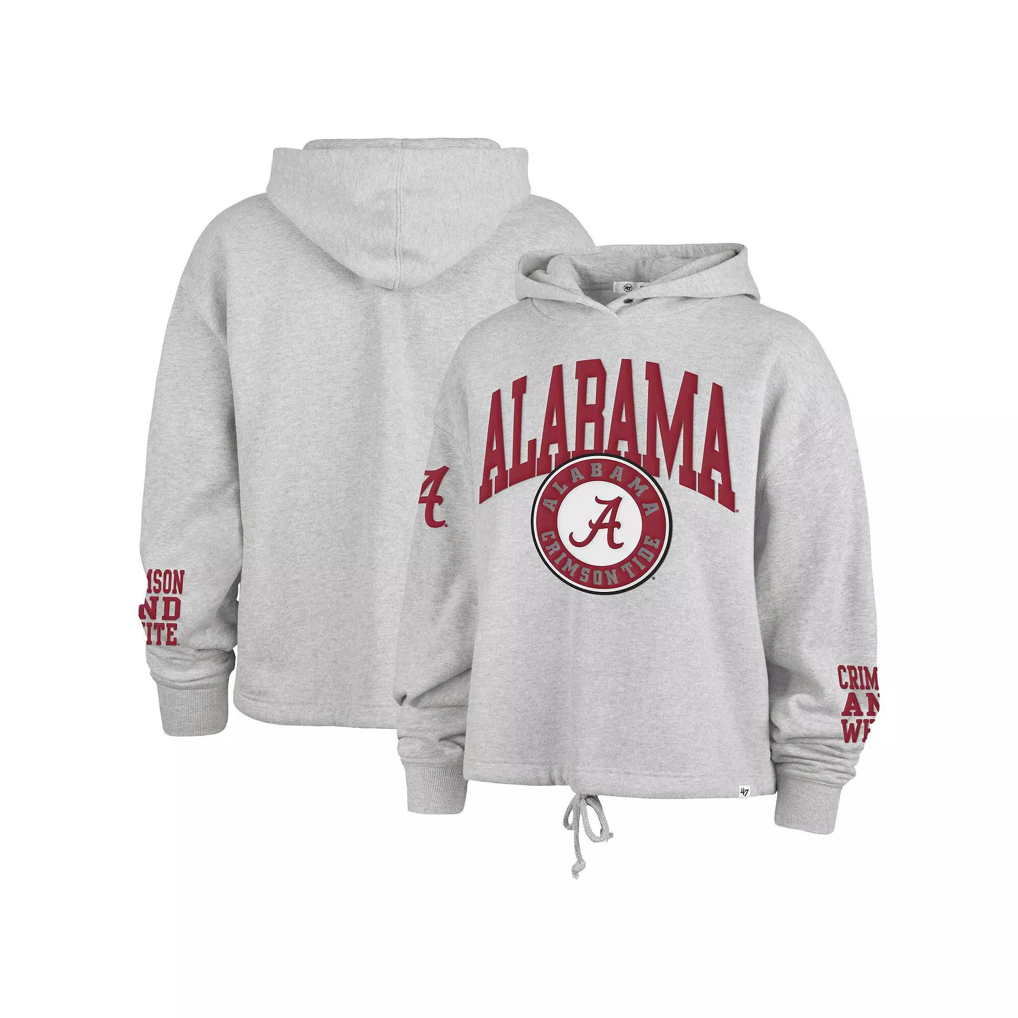 Women's '47 Heather Gray Alabama Crimson Tide High Hopes Long Sleeve Cropped Hoodie,  Product Image