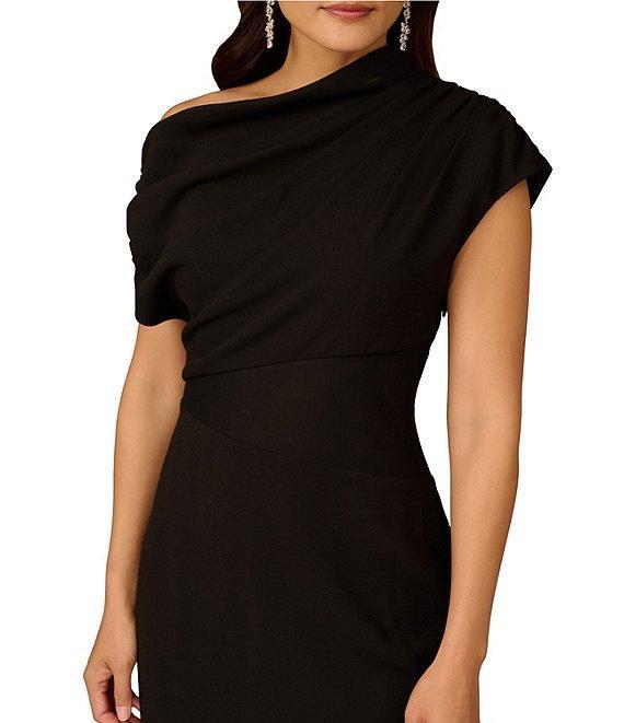 Aidan Mattox One Shoulder Mesh Bodice Insert Sheath Midi Dress Product Image