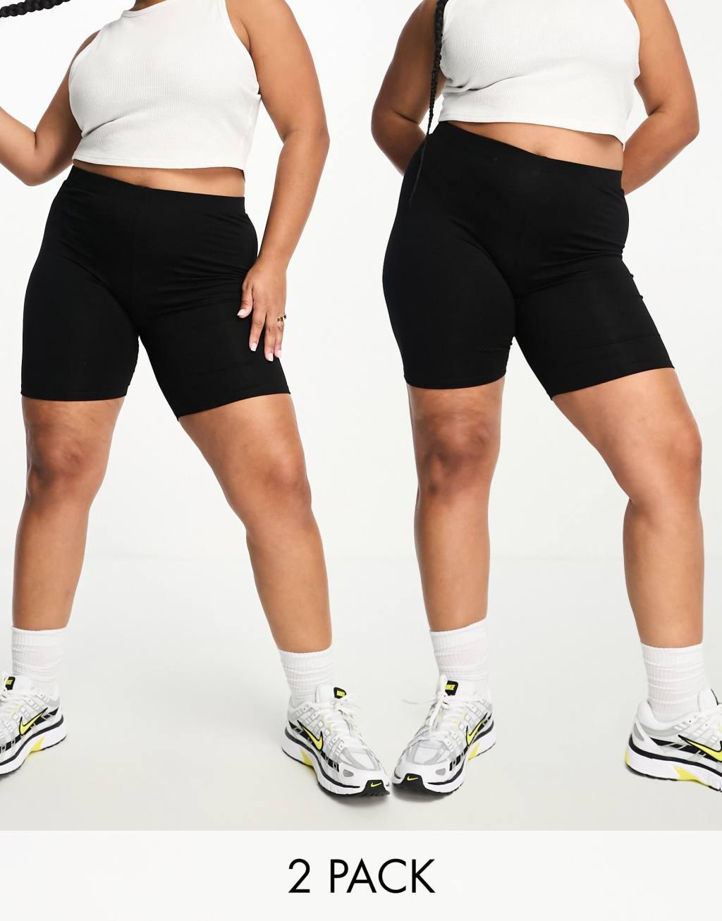 ASOS DESIGN Curve 2 pack basic legging shorts Product Image