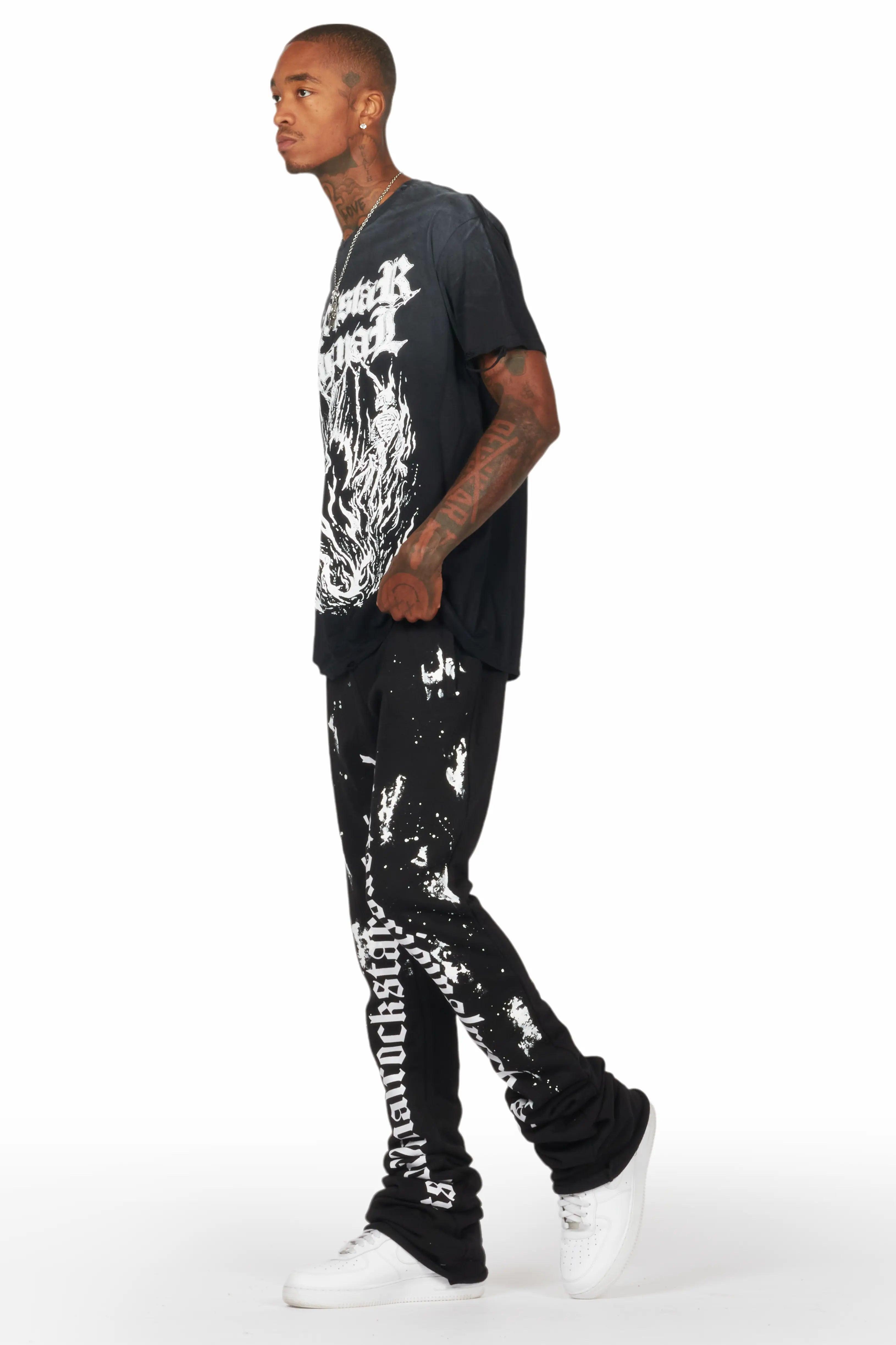 Galvin Black Oversized Graphic T-Shirt Male Product Image