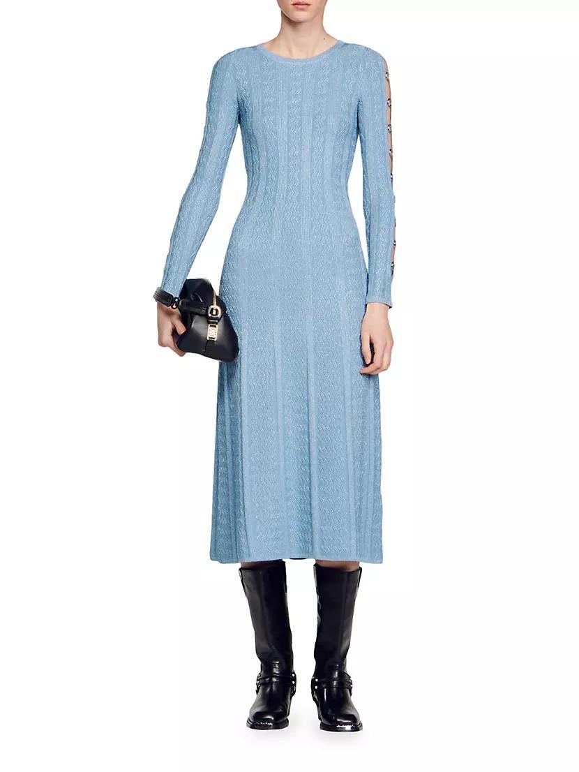 Long-Sleeved Knit Midi Dress Product Image