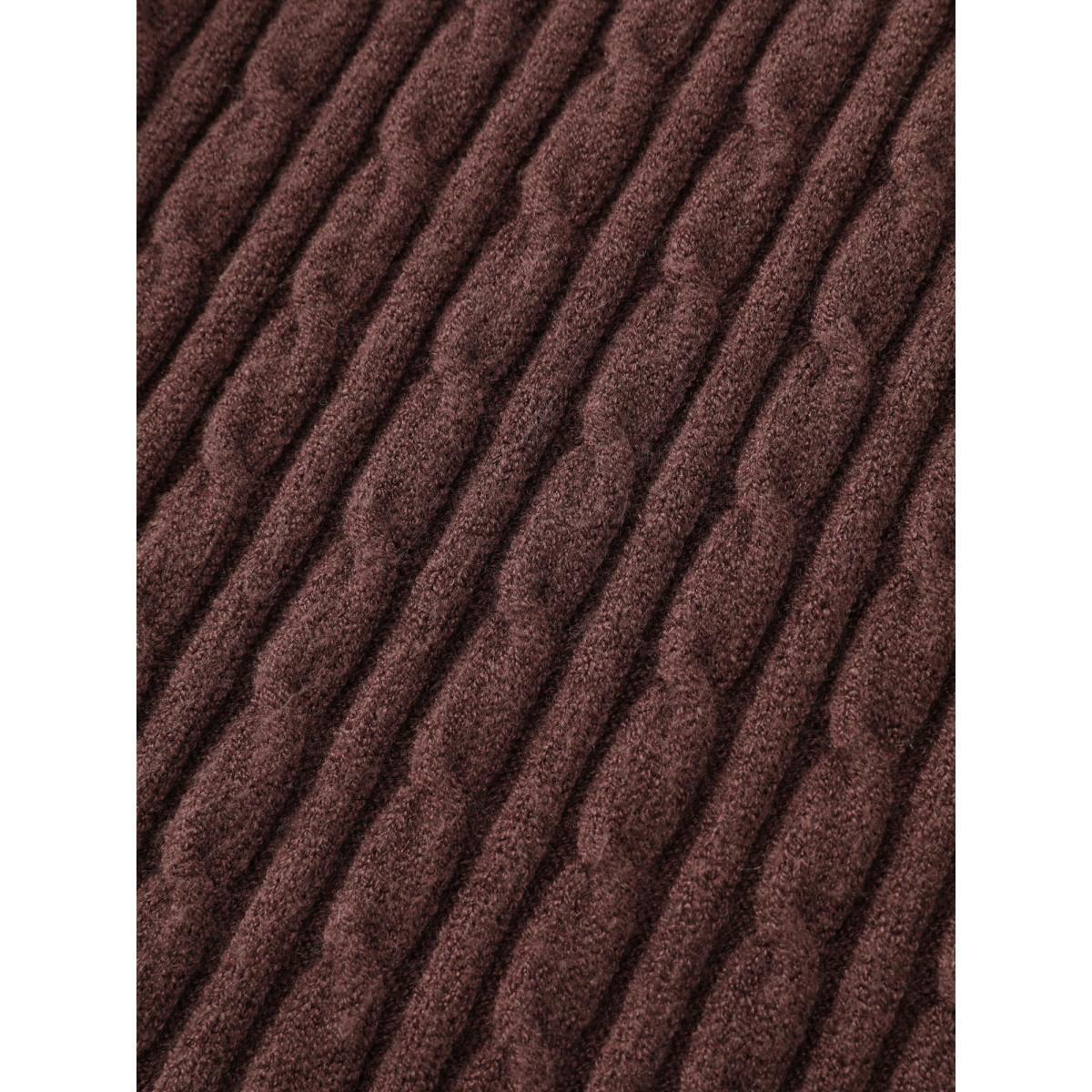 Plus Size Supersoft Cable Knit Henley Pullover Browncoffeecolor Women Leisure Loose Long Sleeve Round Neck Casual Pullovers BloomChic 18-20/2X Product Image