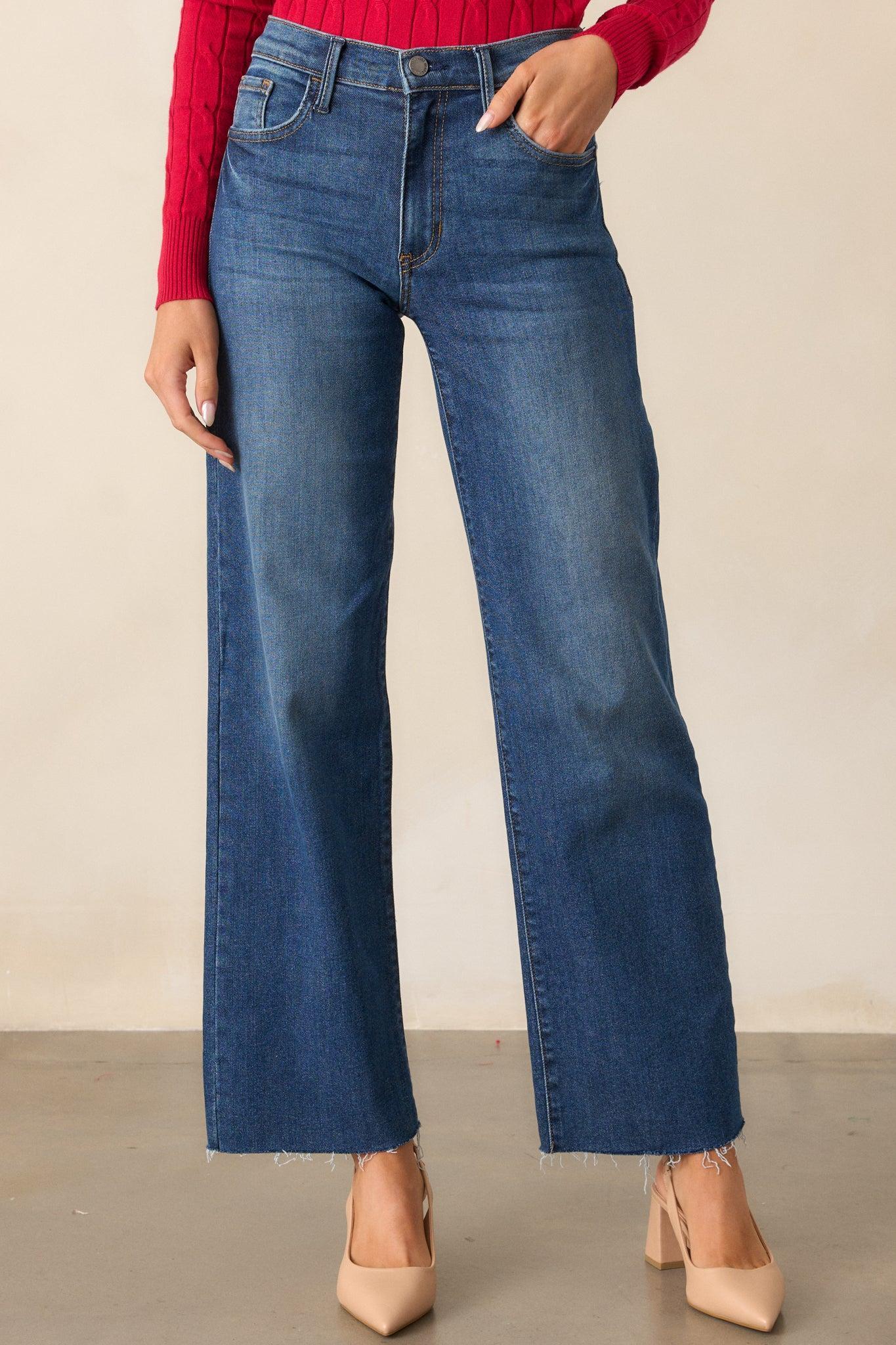 Always On Time Dark Wash Straight Leg Jeans Product Image