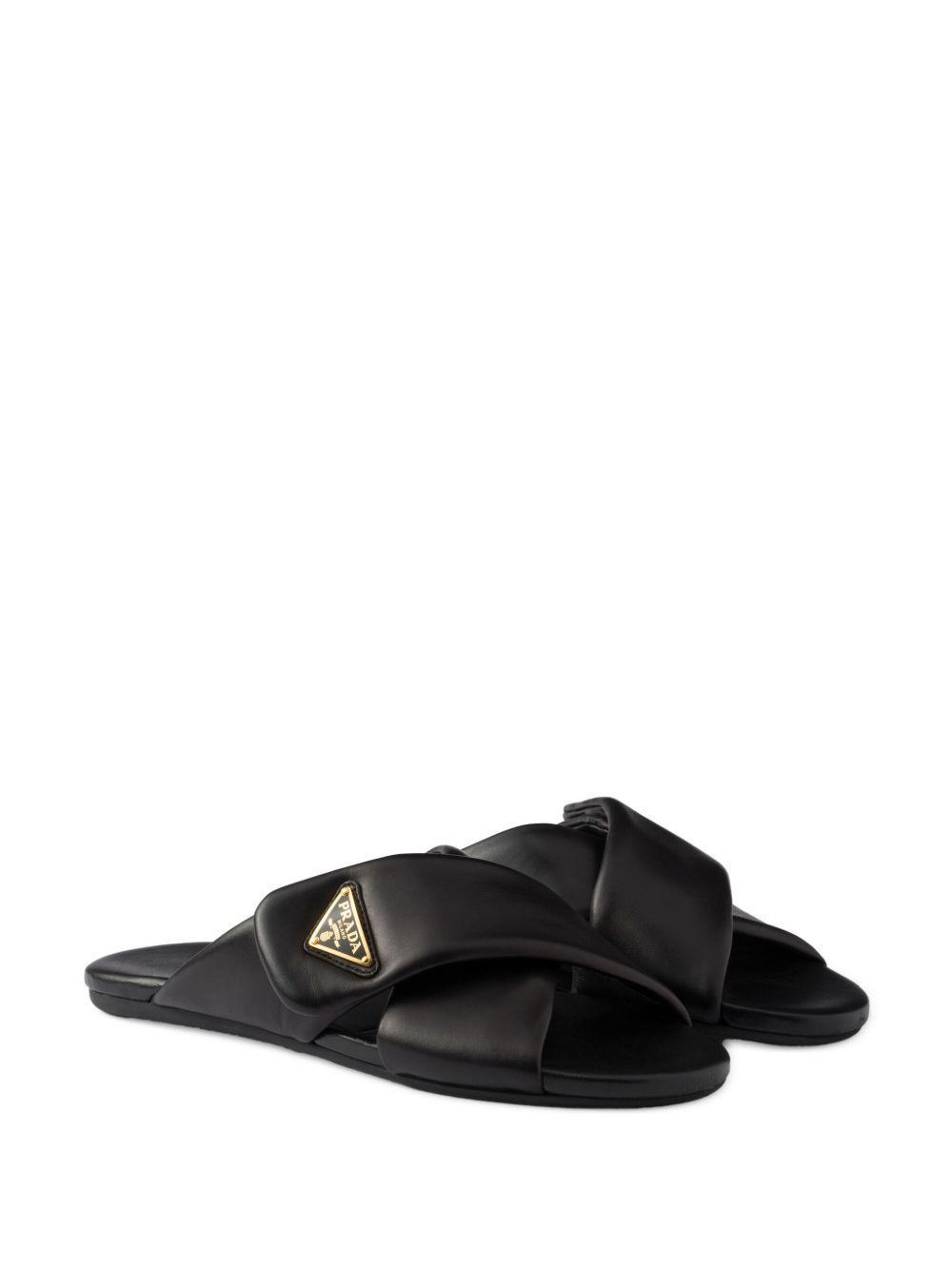 Padded nappa leather slides Product Image