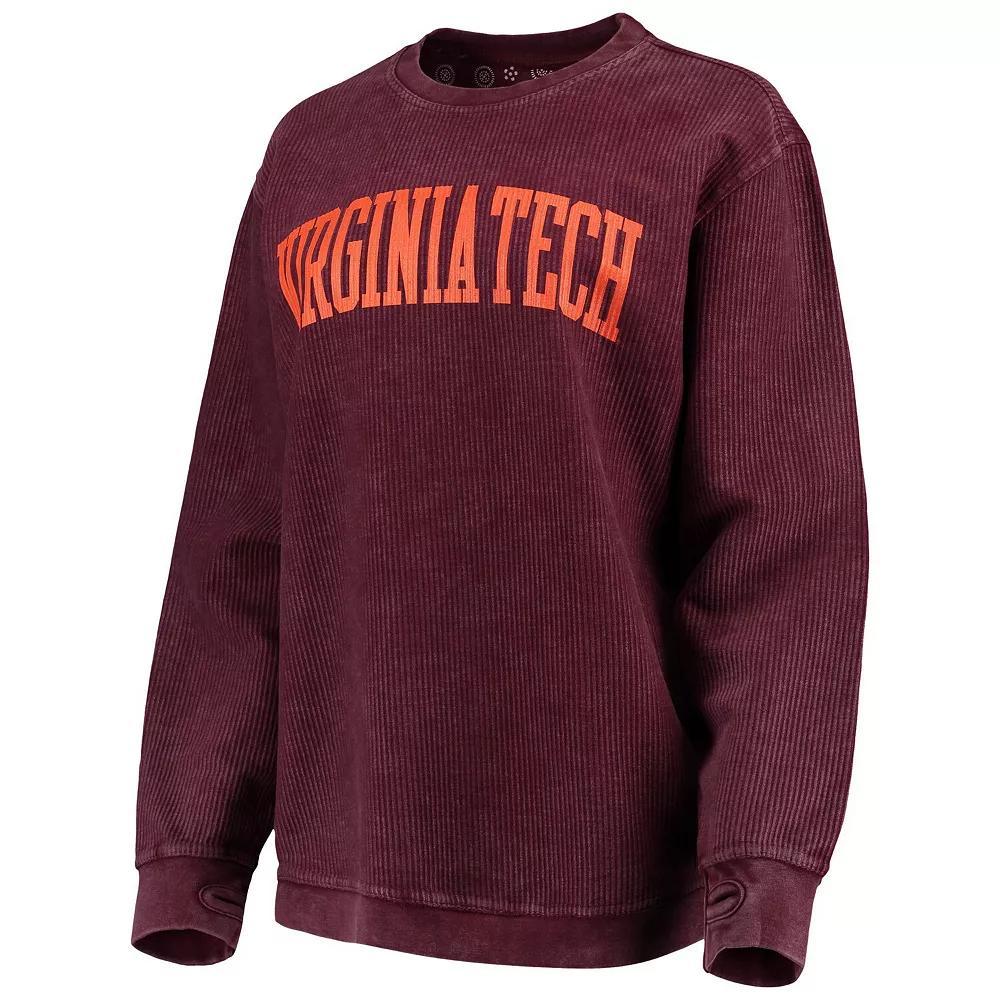 Womens Pressbox Maroon Virginia Tech Hokies Comfy Cord Vintage Wash Basic Arch Pullover Sweatshirt Product Image