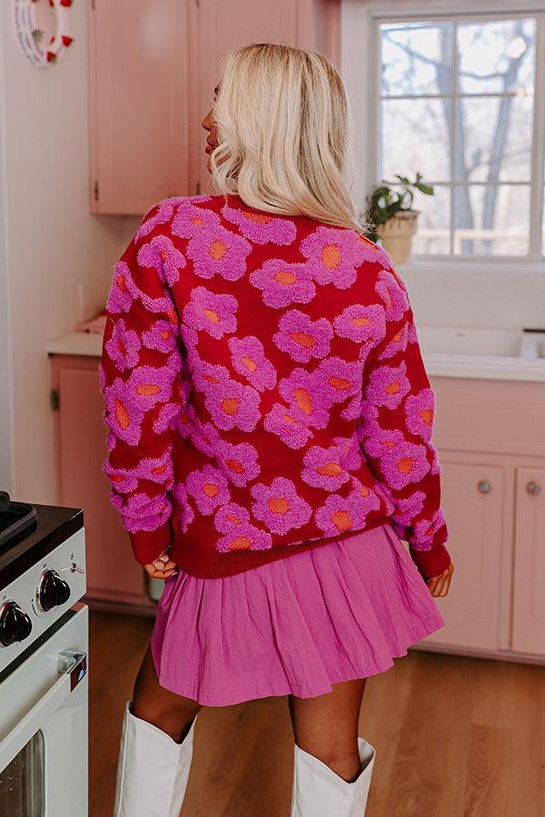 Living Floral Sweater In Red Product Image