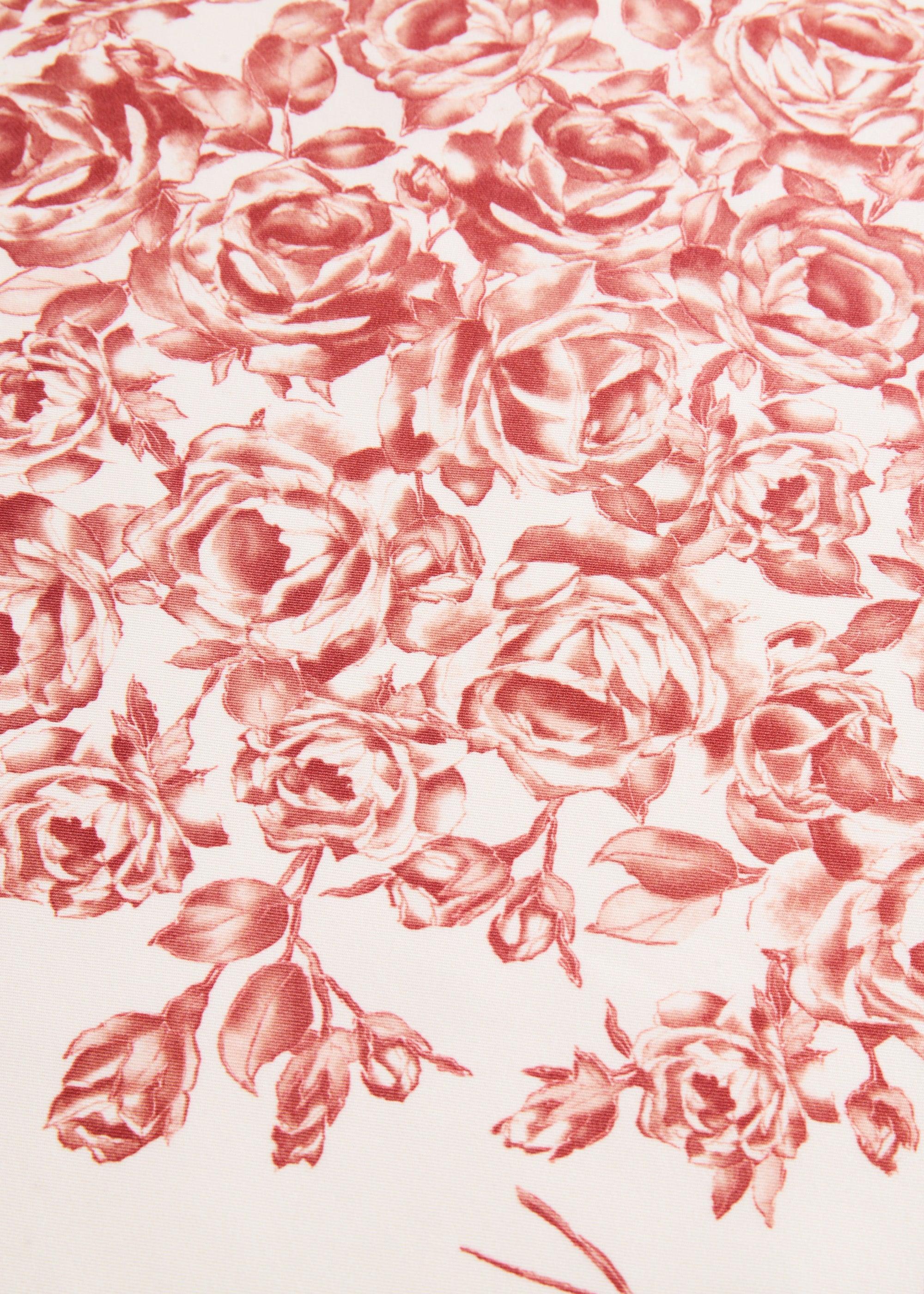 Rose-print silk scarf in beige and red Product Image