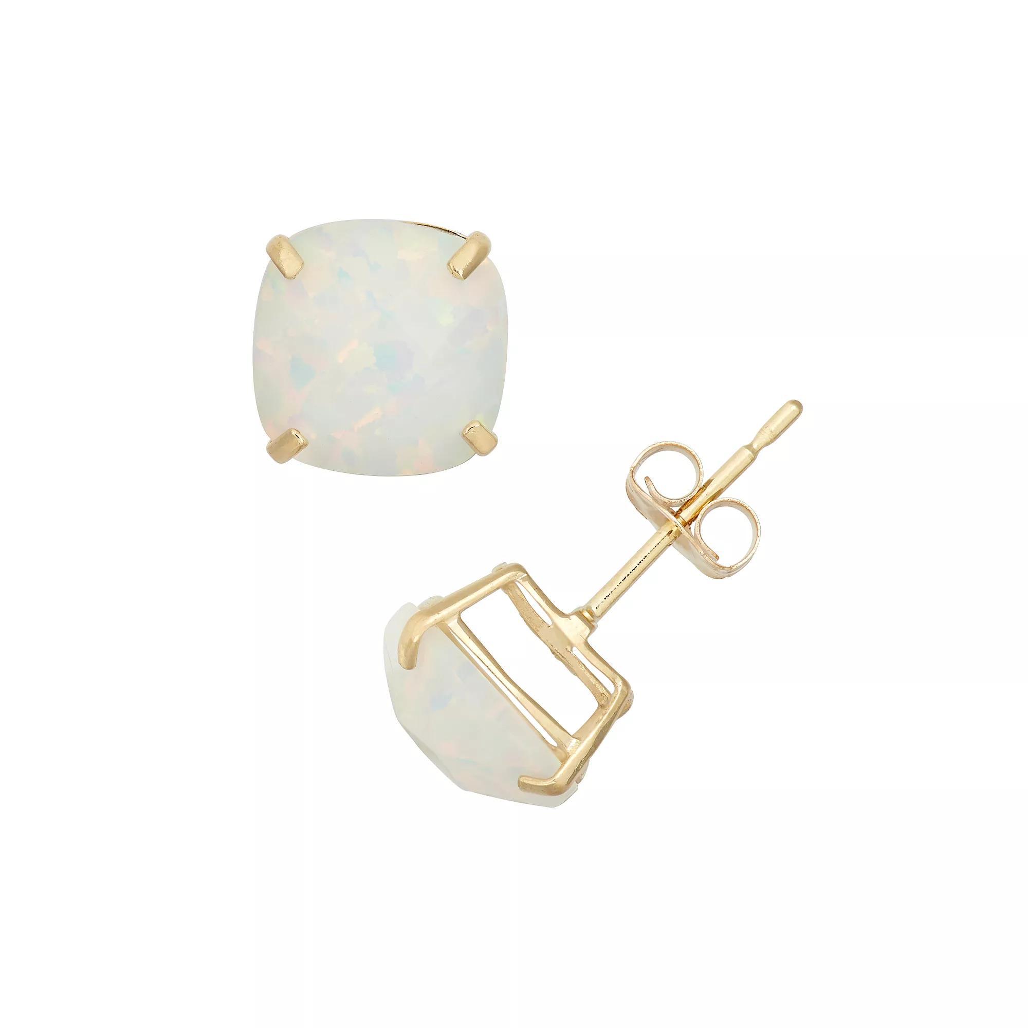Designs by Gioelli Lab-Created Opal 10k Gold Stud Earrings, Womens, White Product Image