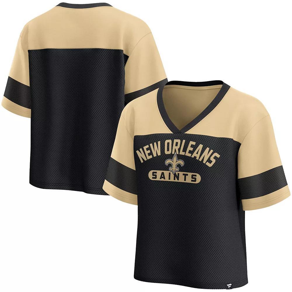 Women's Fanatics  Black/Gold New Orleans Saints Homeschool Jersey Poly V-NeckFashion Top, Size: Small Product Image