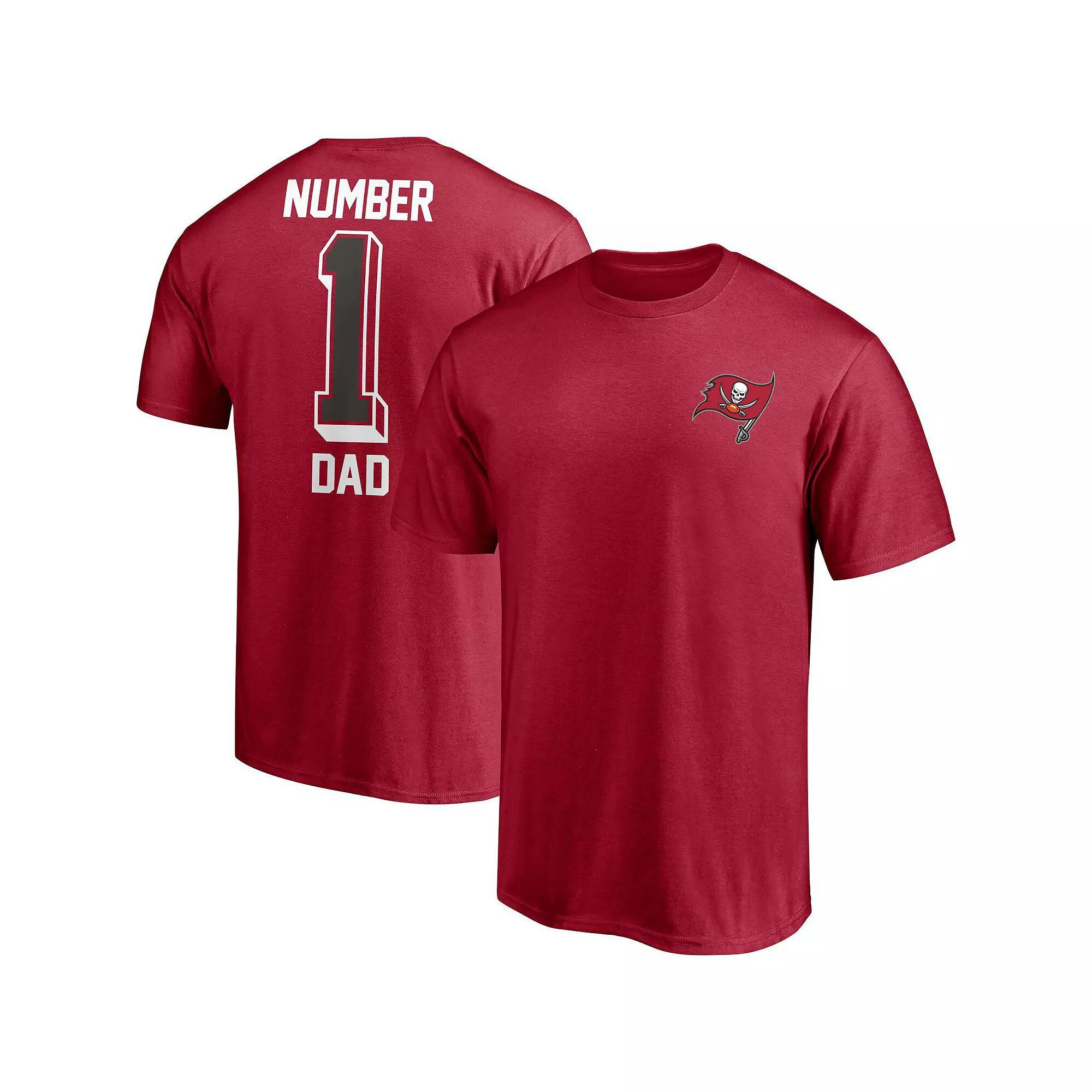 Men's Fanatics Branded Red Tampa Bay Buccaneers #1 Dad T-Shirt,  Product Image