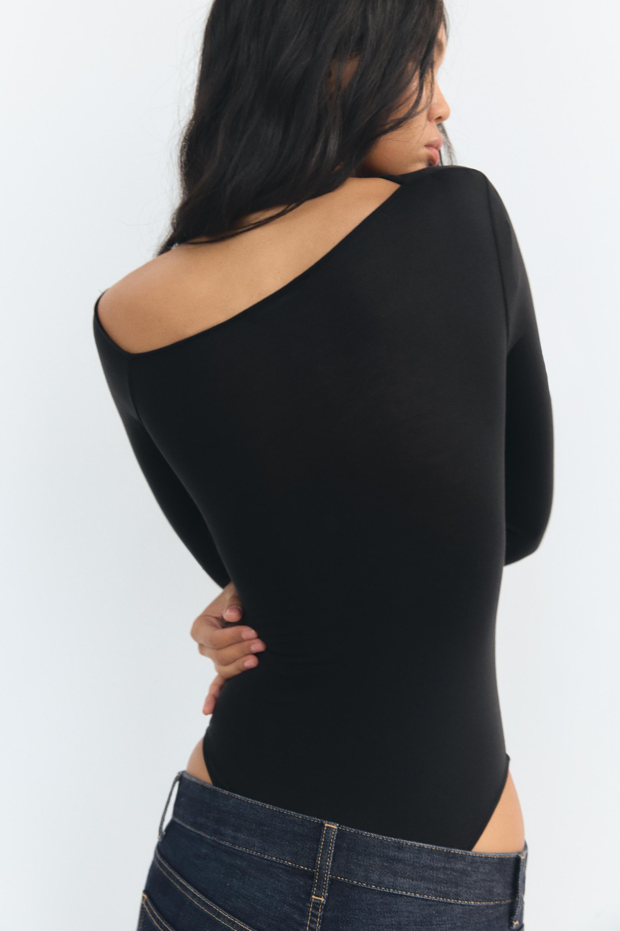 RUCHED ASYMMETRIC SOFT BODYSUIT Product Image