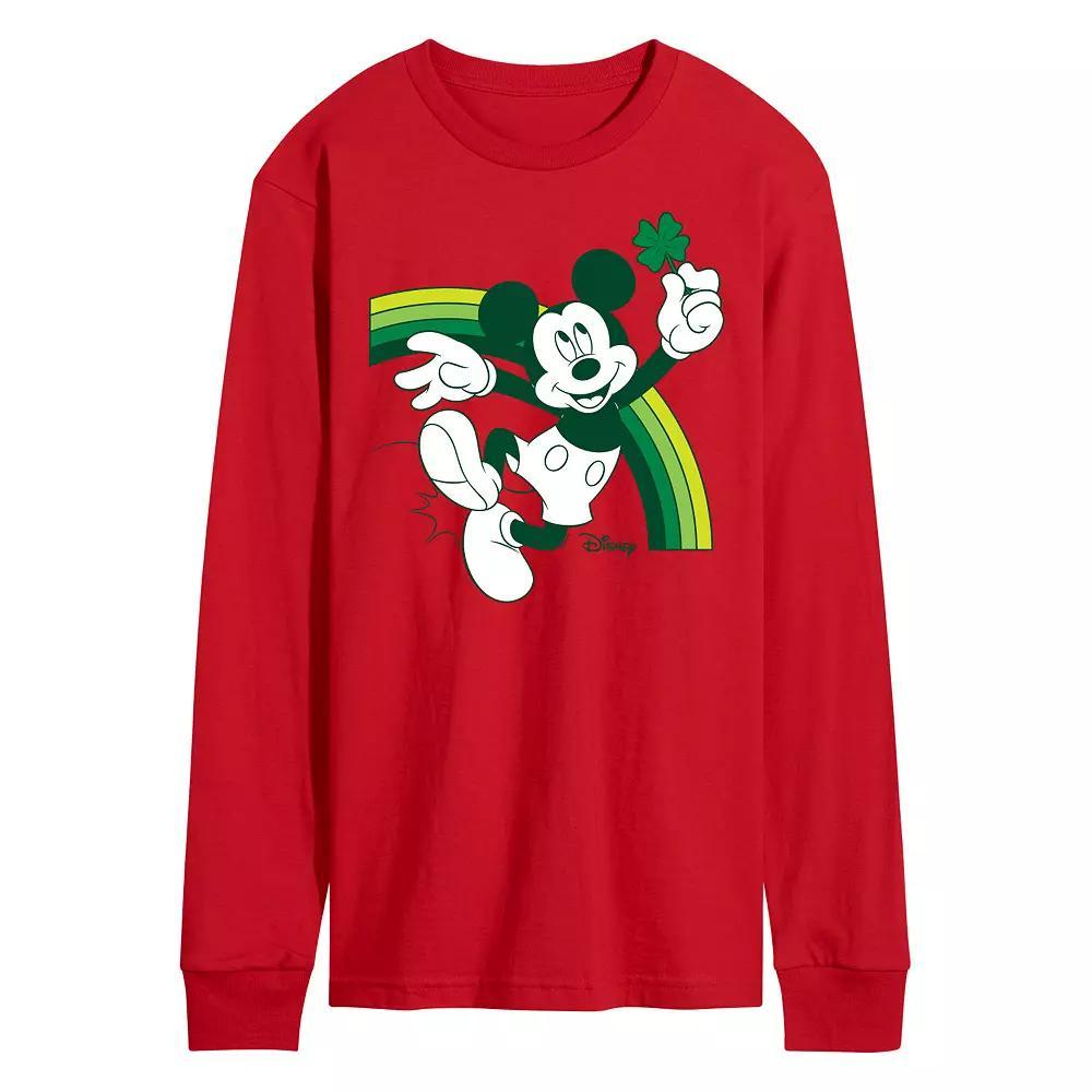 Disney's Mickey Mouse Men's Green Rainbow Long Sleeve Graphic Tee, Size: Small, Red Product Image