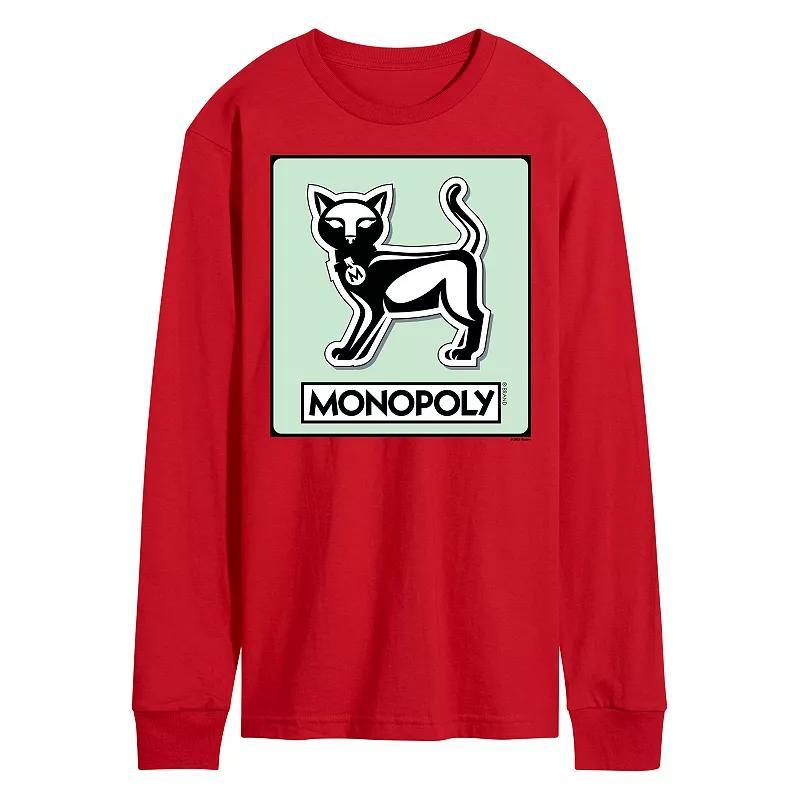 Men's Monopoly Cat Game Token Long Sleeve Graphic Tee, Size: Medium, Gray Product Image