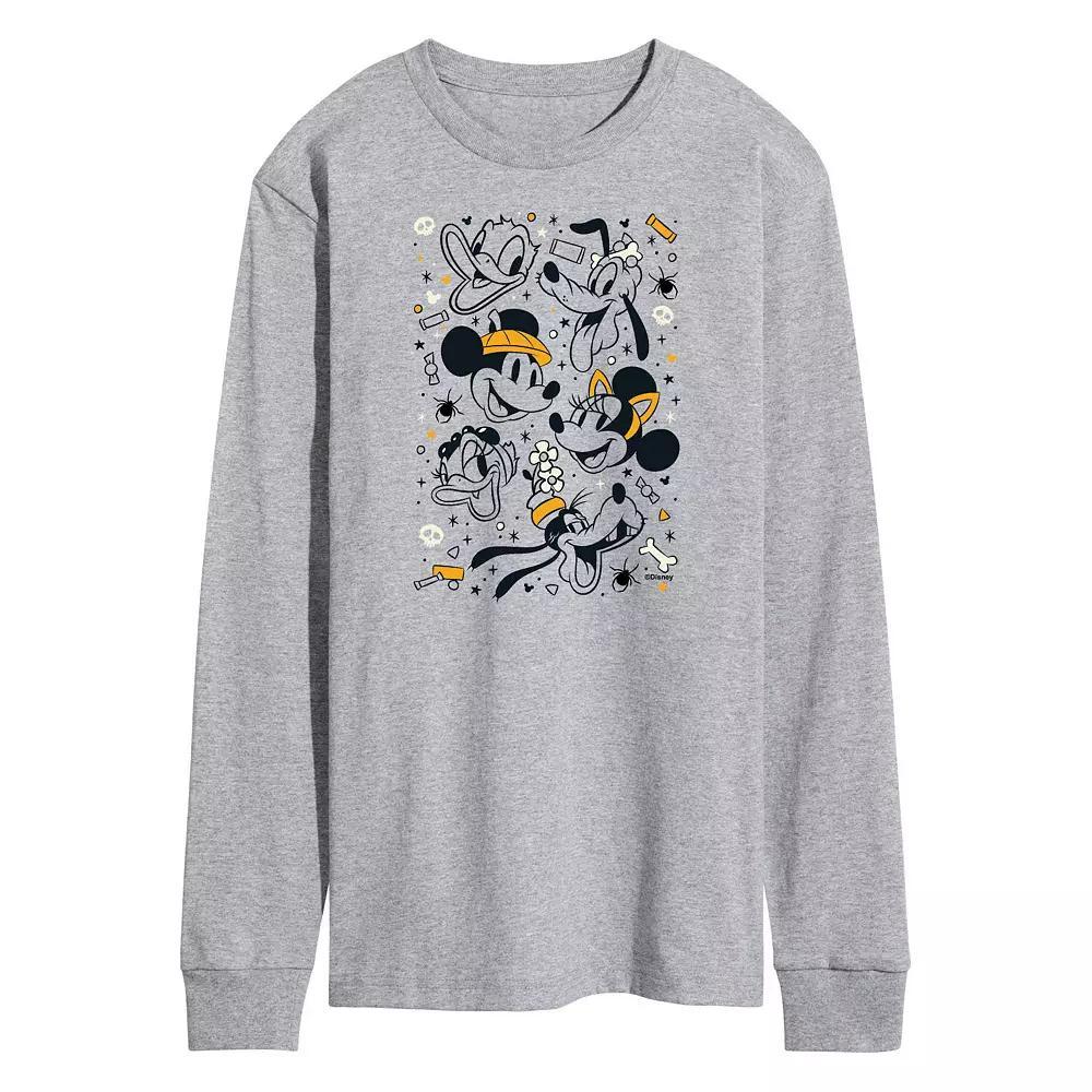 Disney's Mickey Mouse & Friends Men's Halloween Collage Long Sleeve Graphic Tee,  Product Image
