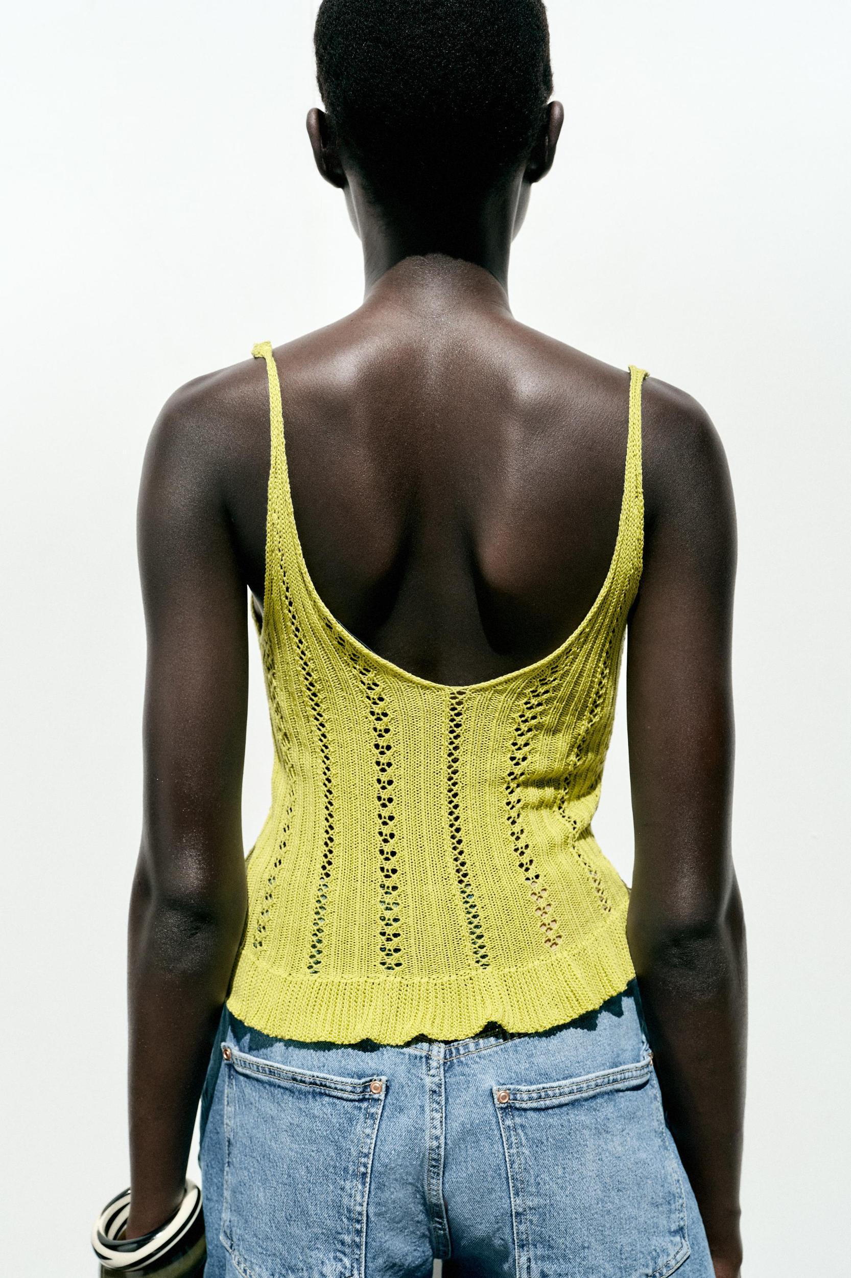 POINTELLE KNIT RUFFLE TOP Product Image