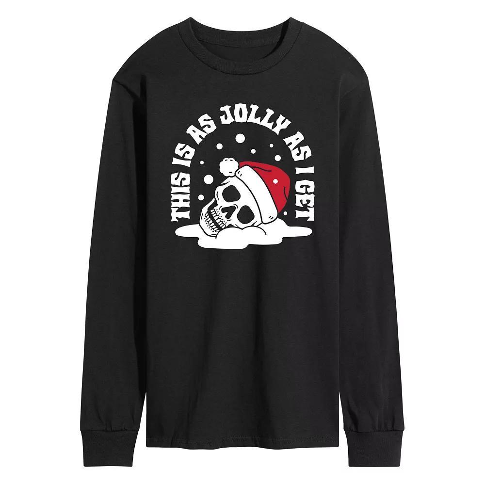 Men's Skeleton Jolly As I Get Long Sleeve Graphic Tee, Size: XL, Black Product Image