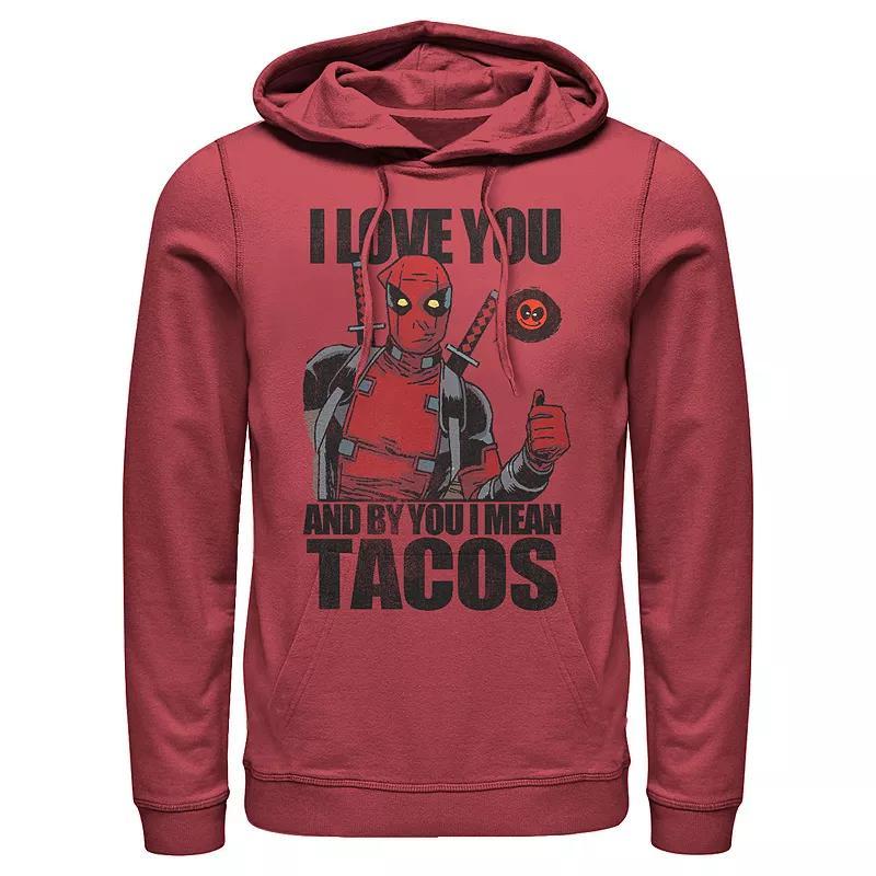 Marvel's Deadpool I Love You And By You I Mean Tacos Men's Graphic Hoodie, Size: XL, Red Product Image