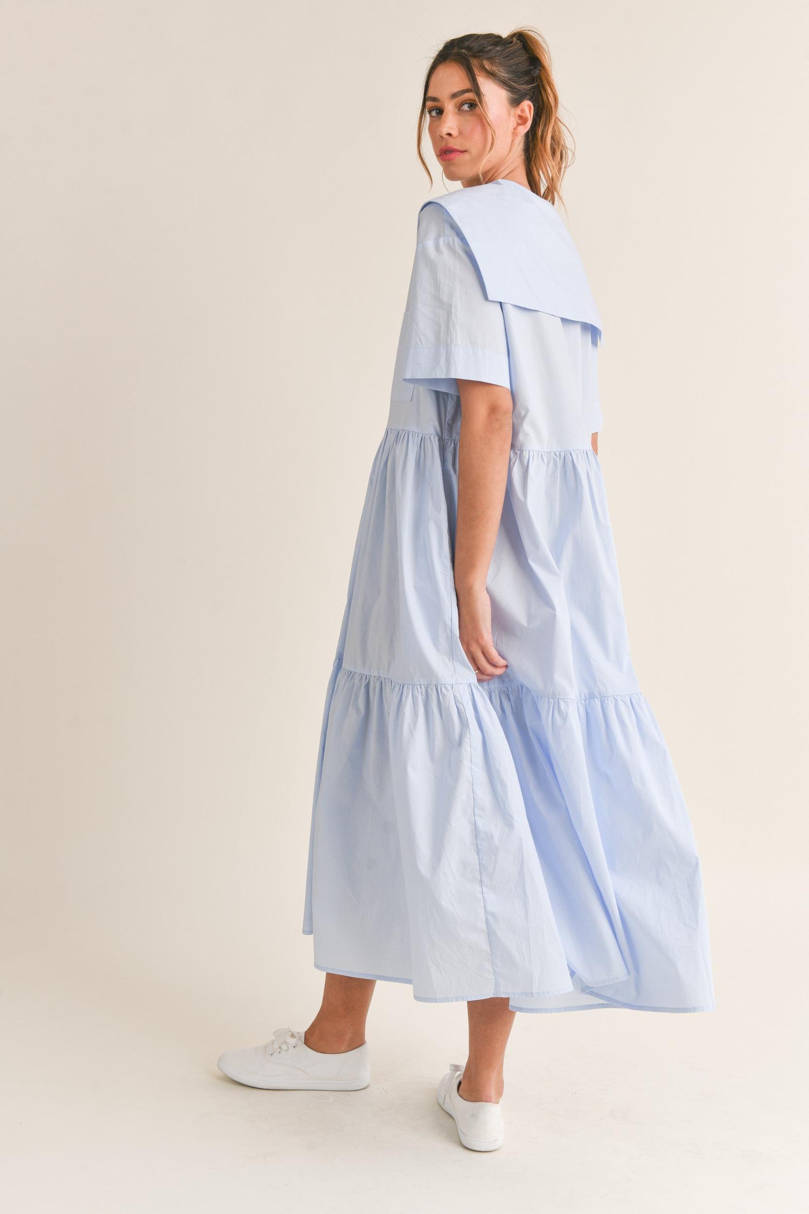 Sailor Collar Midi Dress Product Image