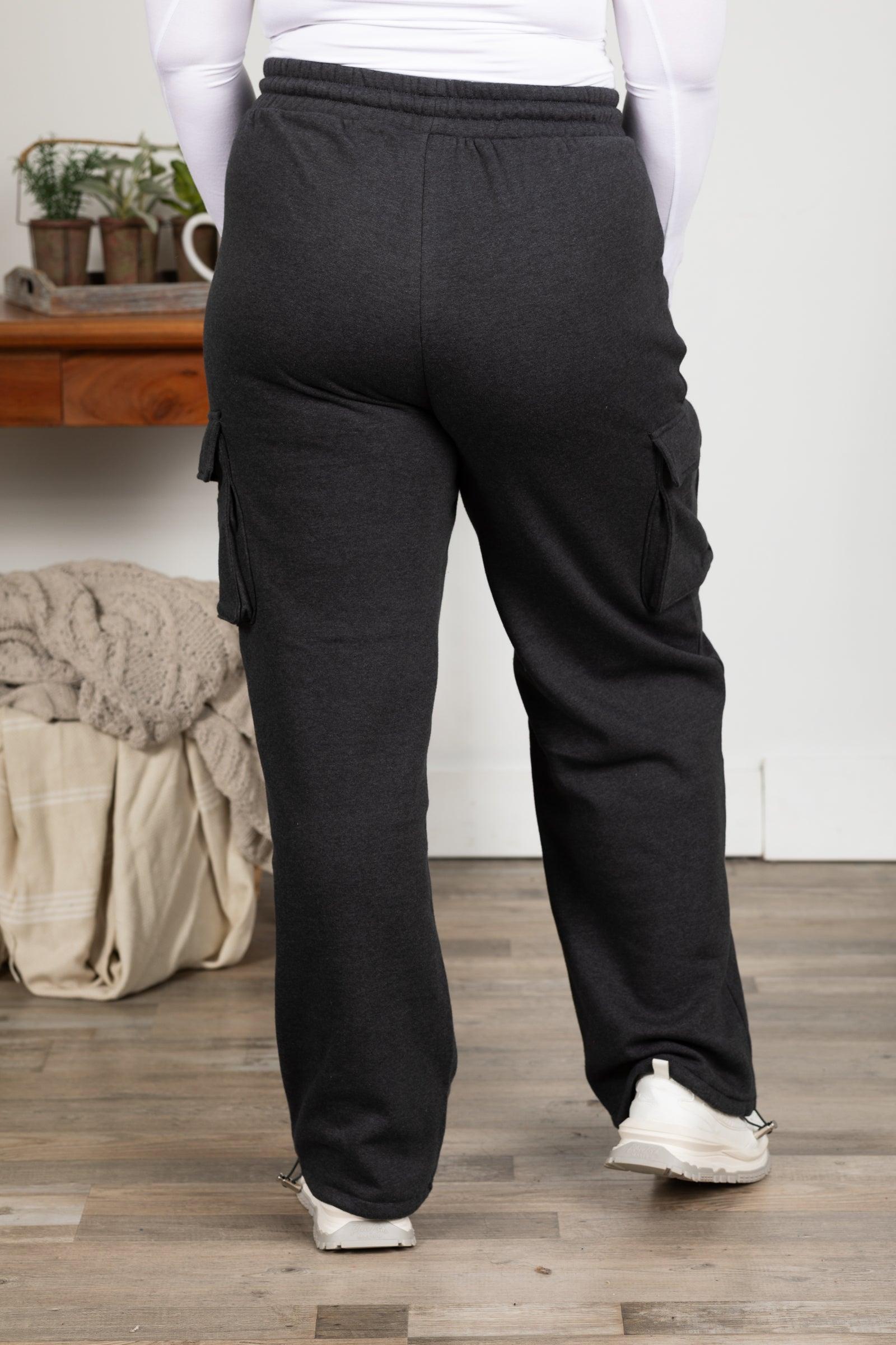 Fleece Cargo Wide Leg Sweatpants Product Image