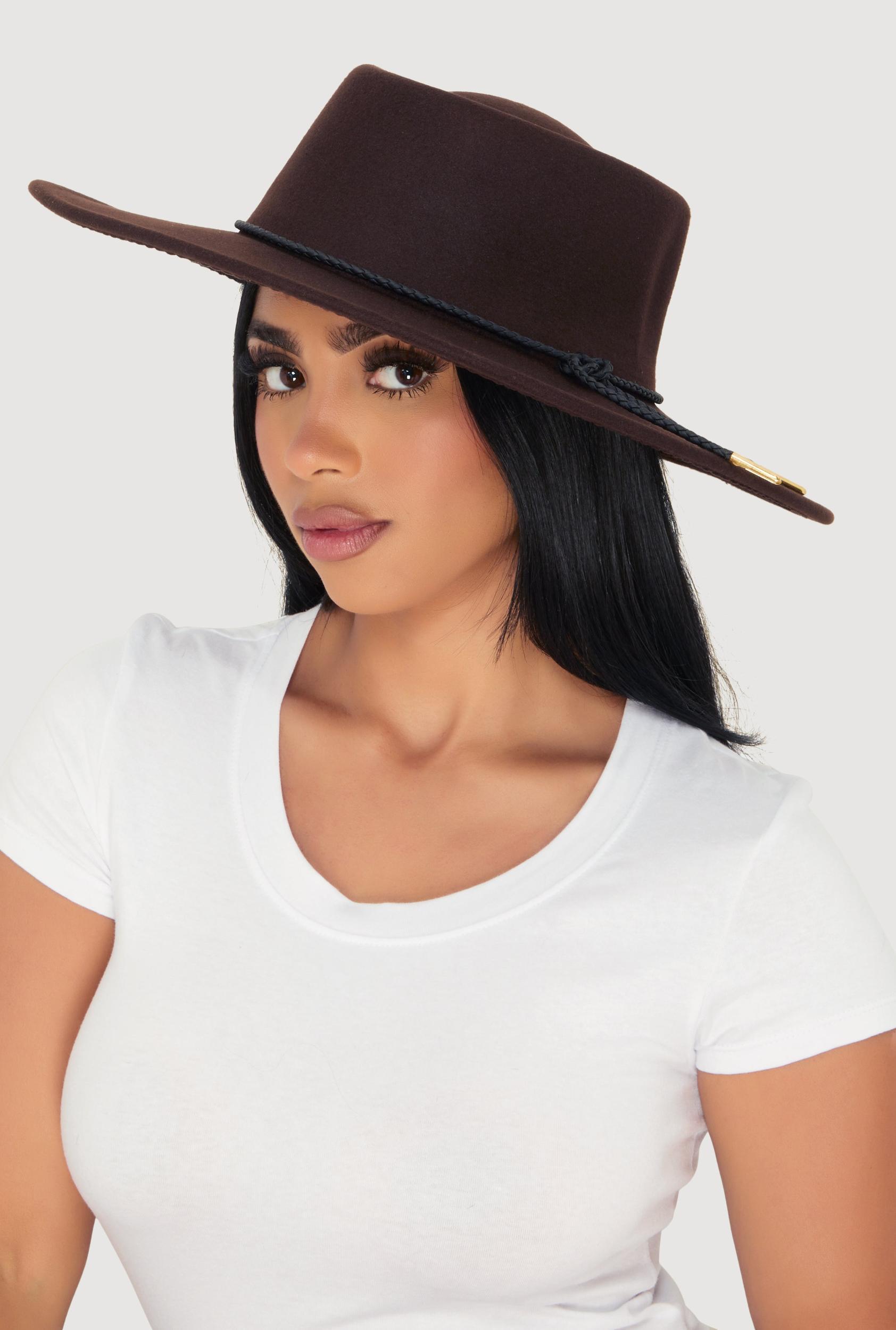 Faux Suede Braided Cord Detail Panama Hat Female Product Image