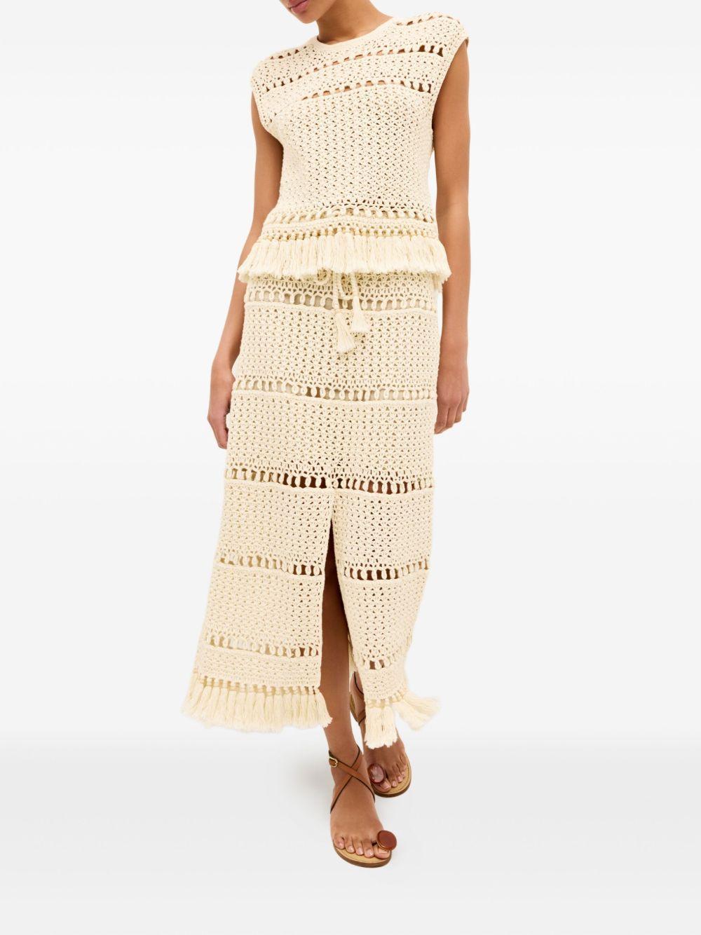 Mira fringe-hem crochet top Product Image