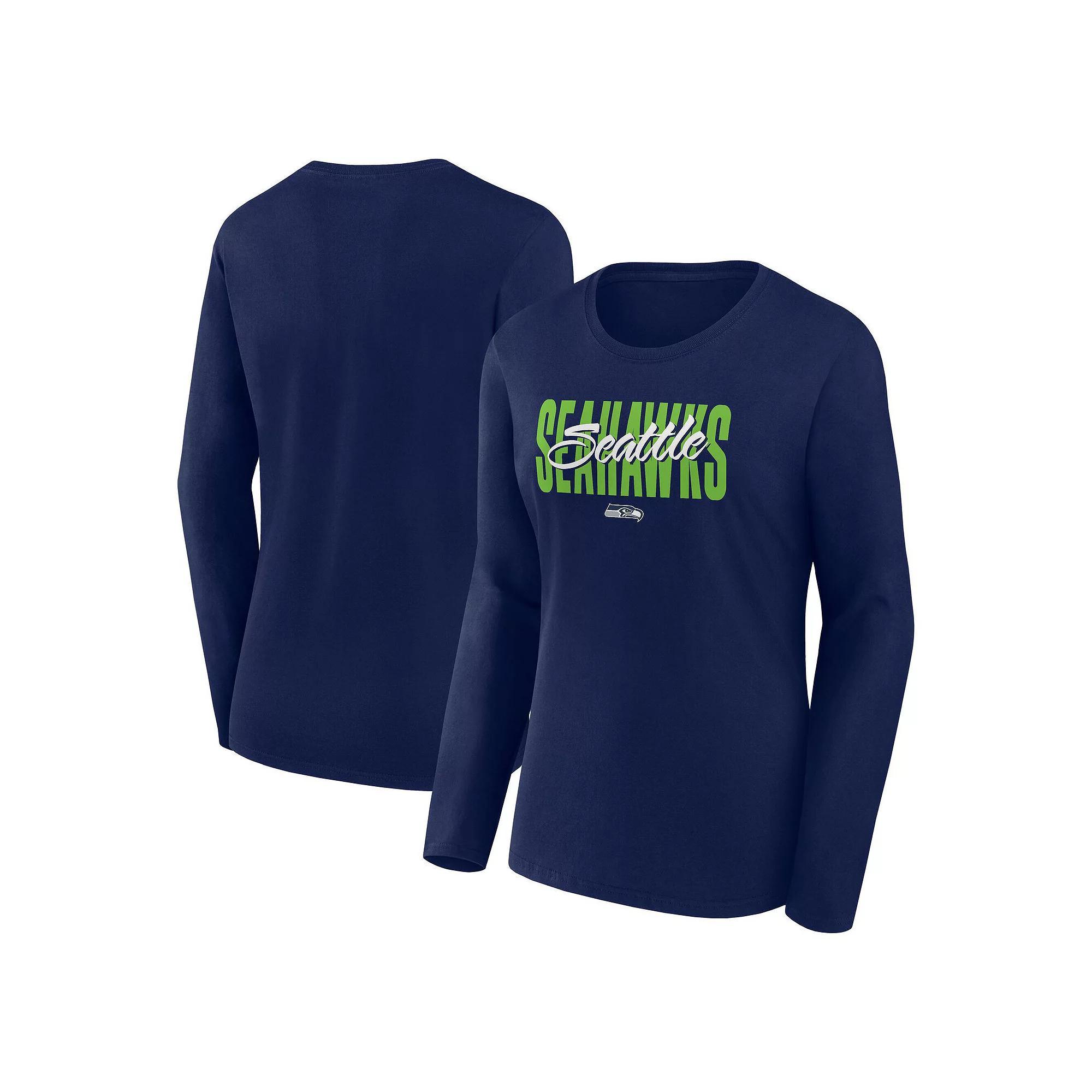Women's Navy Chicago Bears Grip Long Sleeve T-Shirt,  Product Image