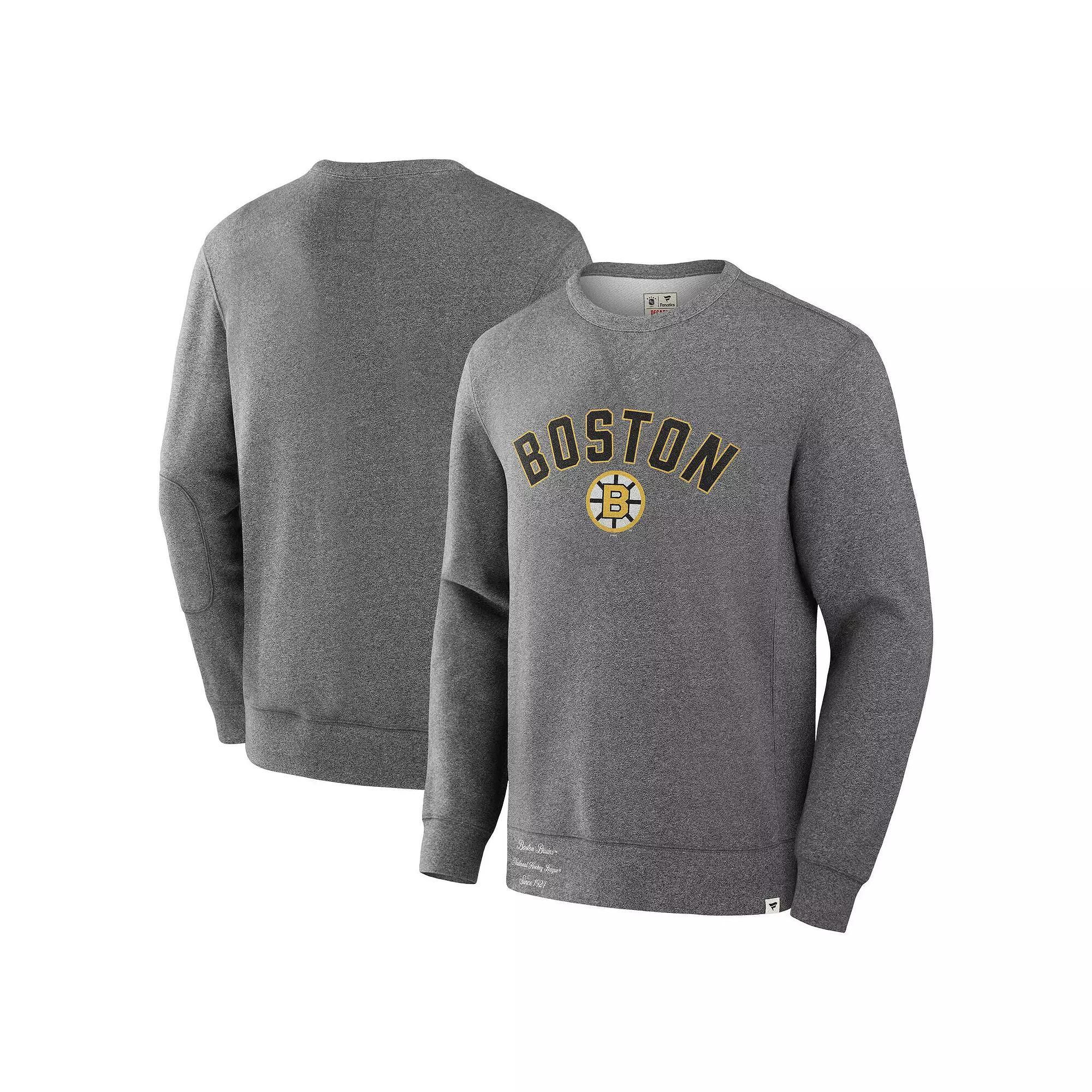 Men's Fanatics Heather Gray Boston Bruins Decades Collection Legendary Fleece Pullover Sweatshirt, Size: XL, Grey Product Image