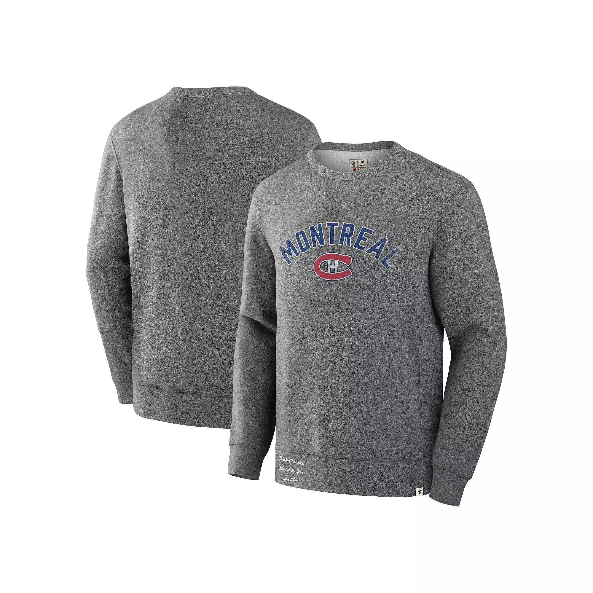 Men's Fanatics Heather Gray Montreal Canadiens Decades Collection Legendary Fleece Pullover Sweatshirt, Size: Small, Cnd Grey Product Image