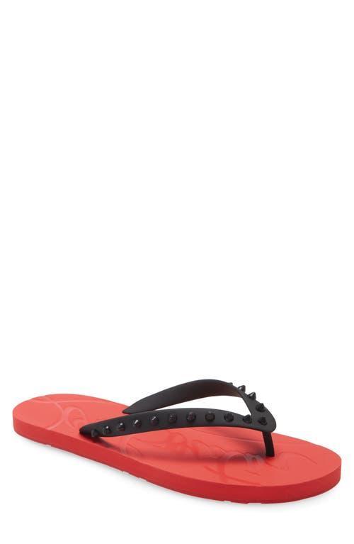 Mens Loubi Tonal Spiked Red Sole Flip Flops Product Image