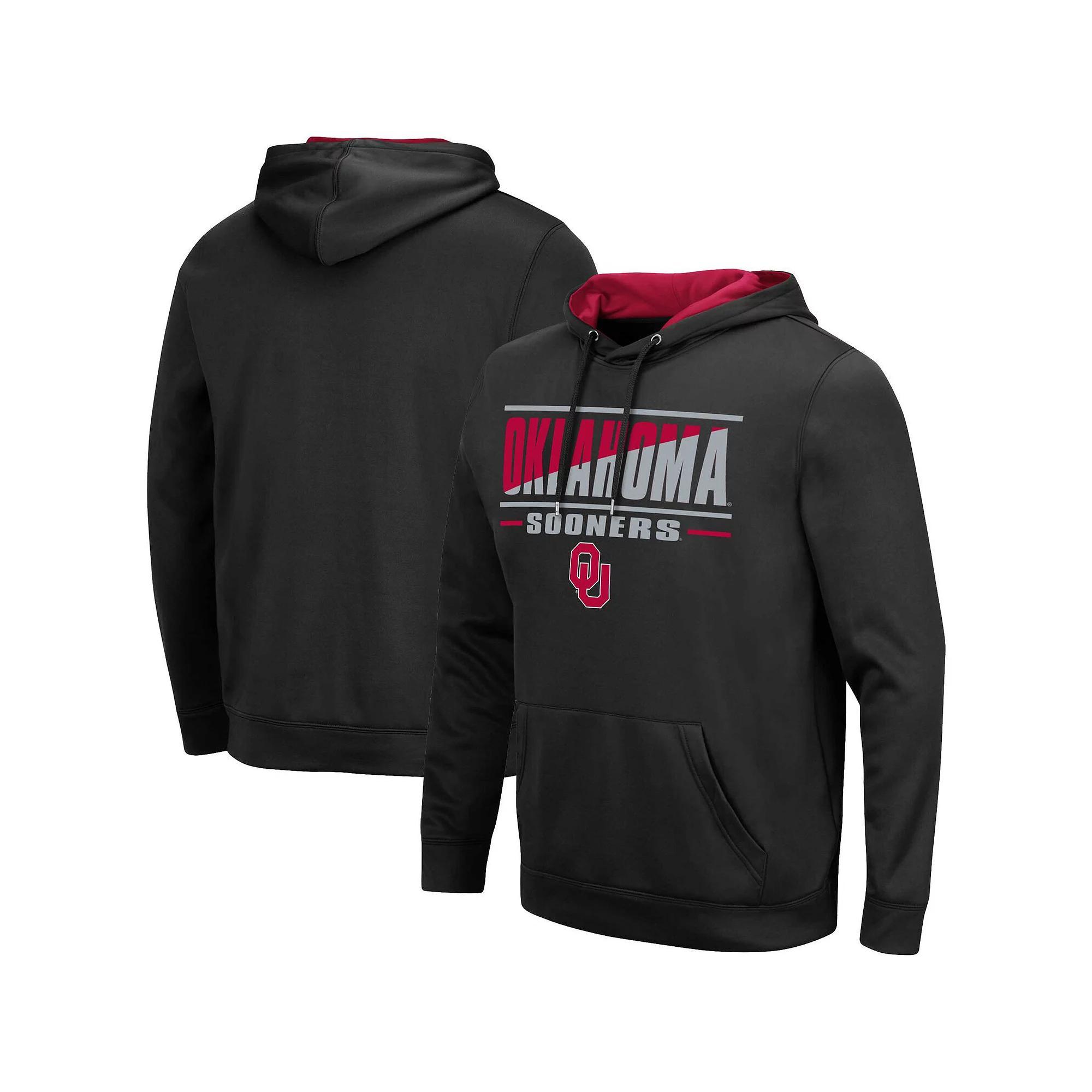 Men's Colosseum Black Oklahoma Sooners Slash Stack 2.0 Pullover Hoodie,  Product Image