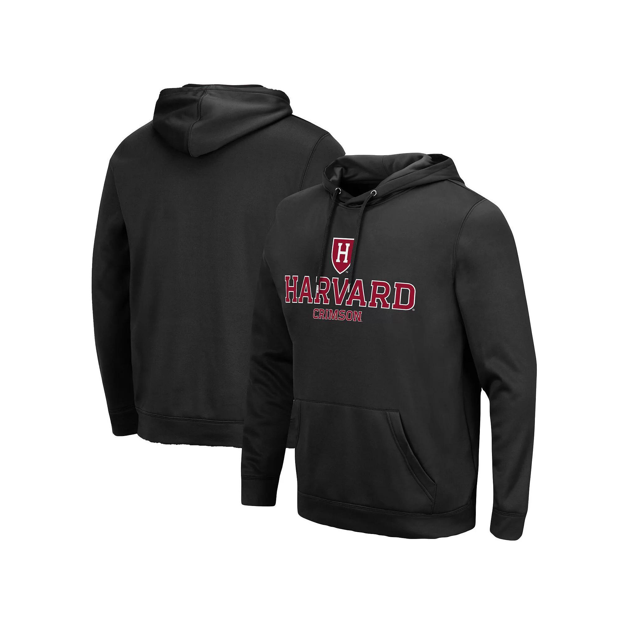 Men's Colosseum Black Harvard Crimson Lantern Pullover Hoodie,  Product Image