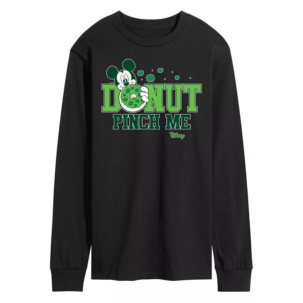 Disney's Mickey Mouse Men's Donut Pinch Me Graphic Long Sleeve Graphic Tee,  Product Image