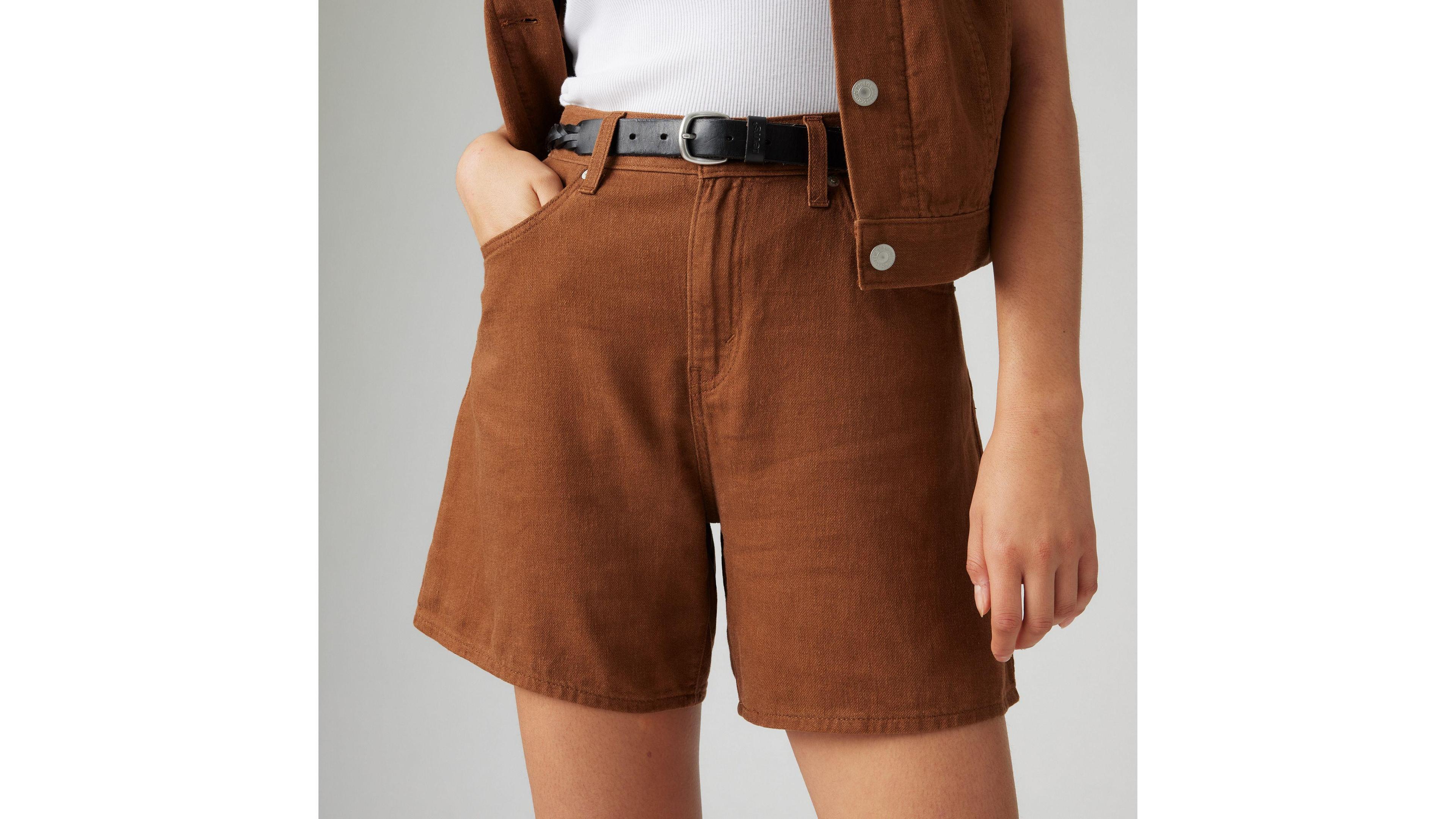 High Rise Baggy Linen Blend Lightweight Women's Shorts Product Image