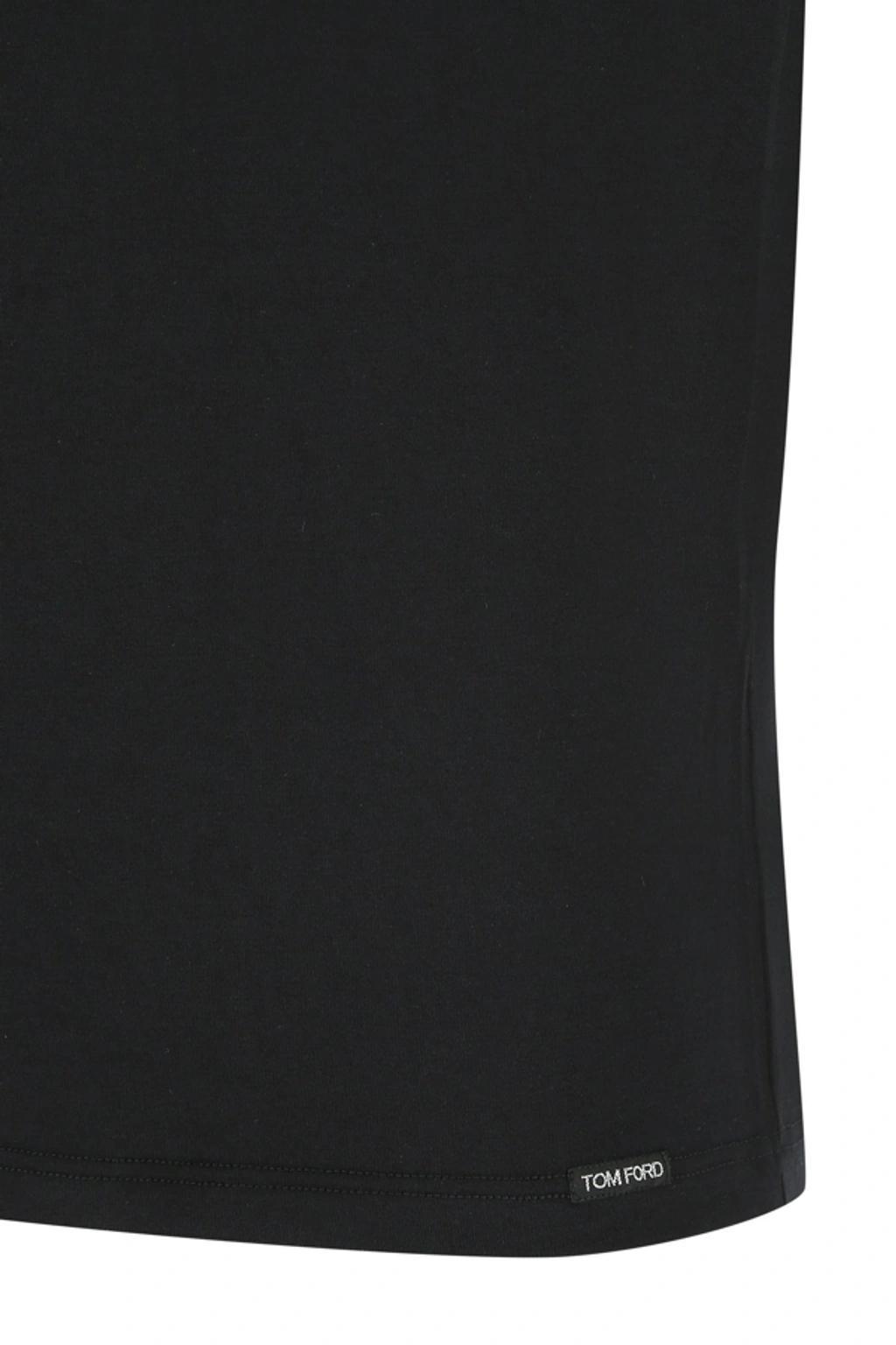 TOM FORD Black Basic Crewneck T-shirt With Tonal Stitching In Cotton Blend Man Product Image