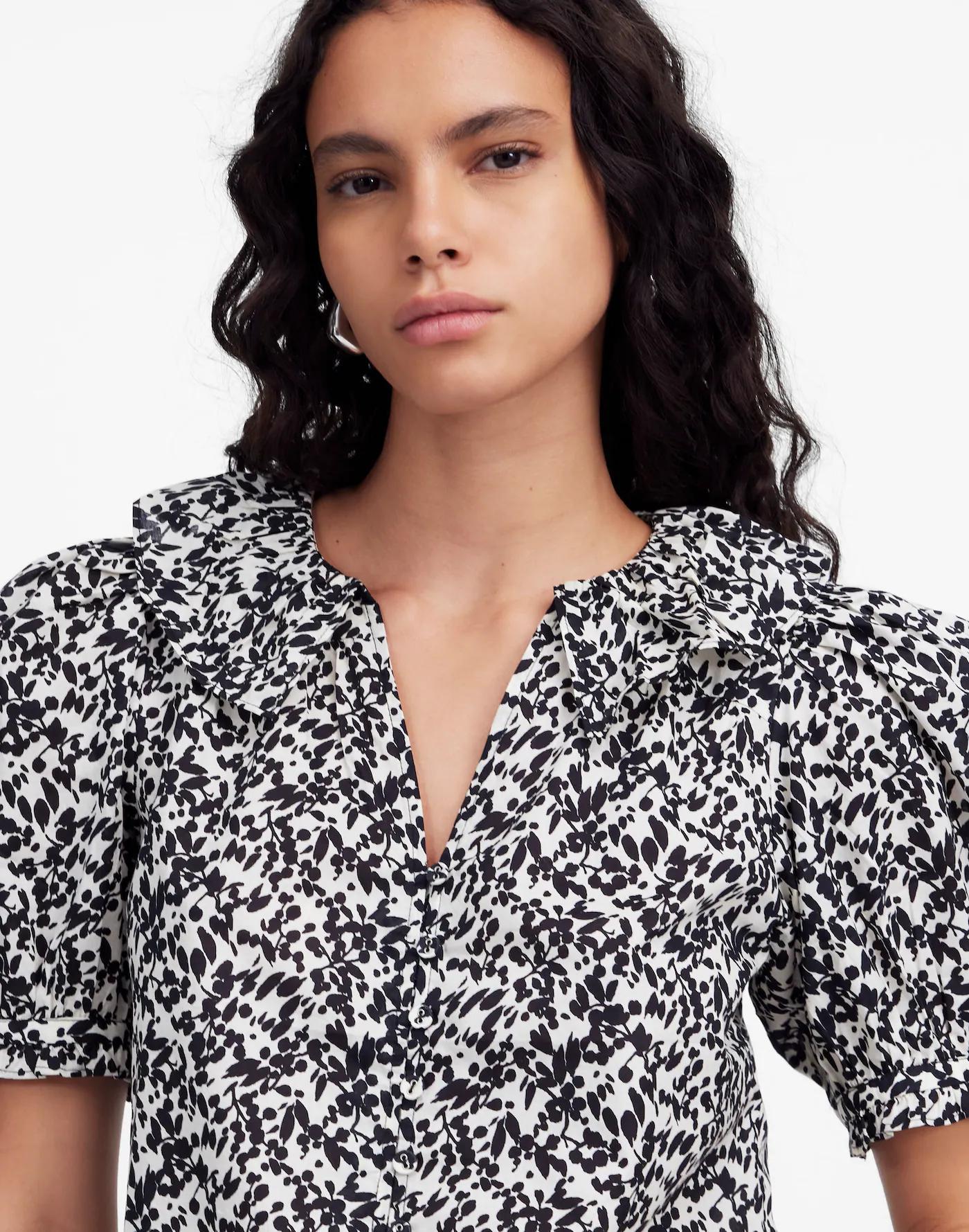 Ruffled Button-Front Top in Floral Product Image