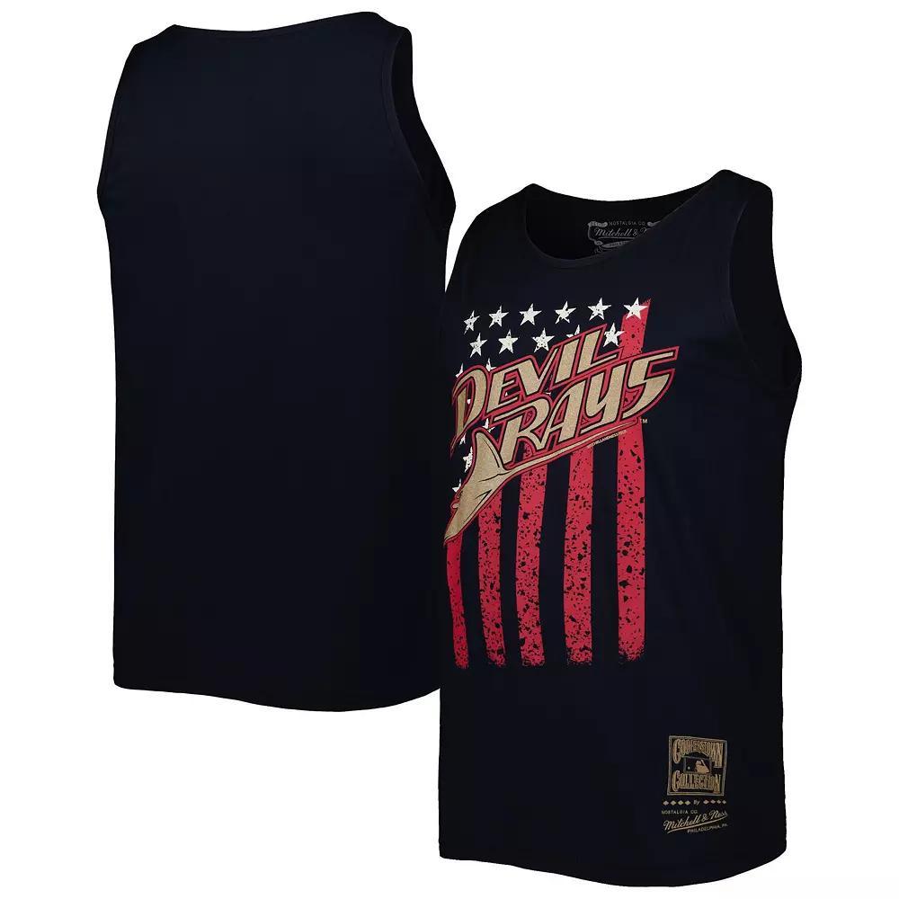 Men's Mitchell & Ness Navy Tampa Bay Rays Cooperstown Collection Stars and Stripes Tank Top,  Product Image