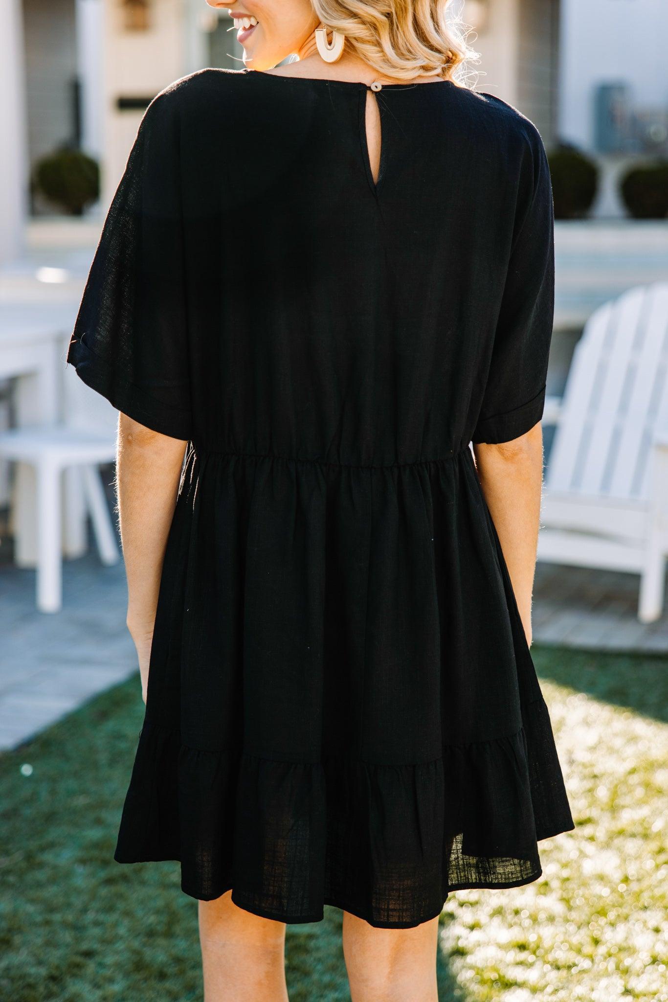 Show Your Heart Black Linen Dress Female Product Image