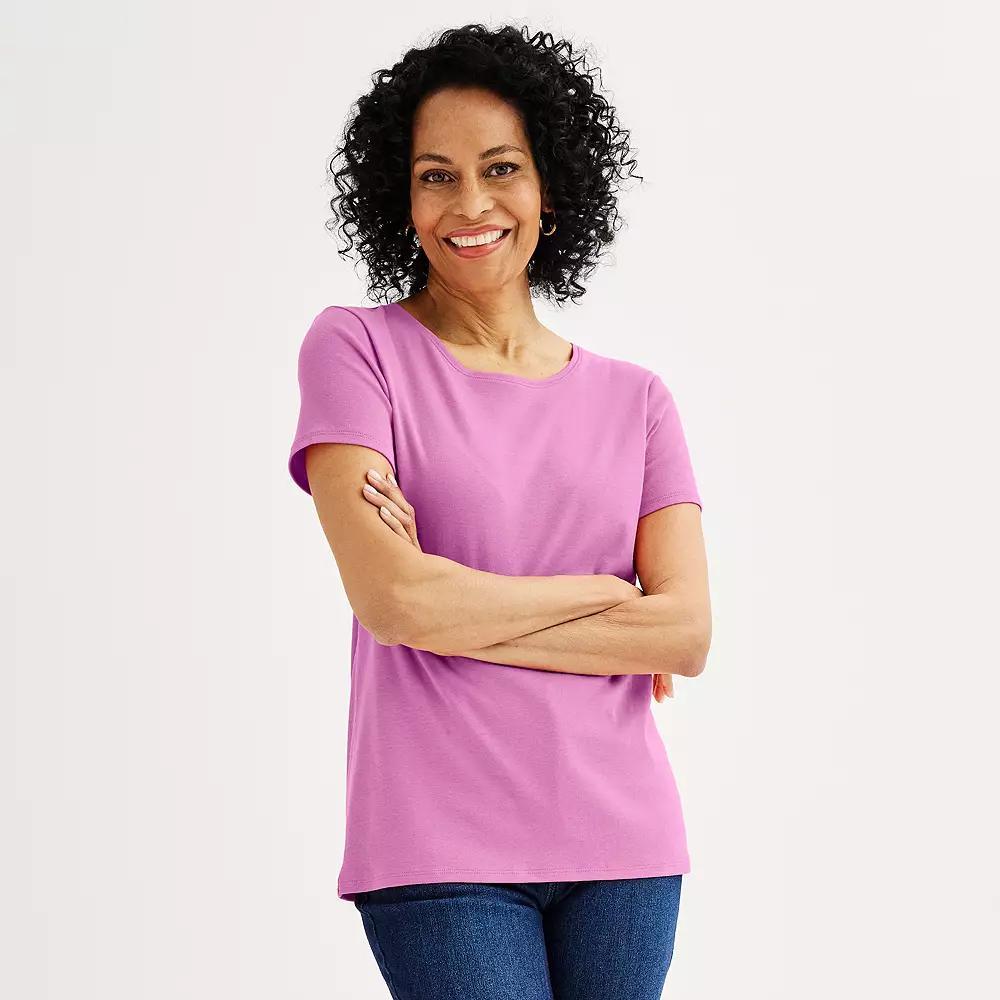 Women's Croft & Barrow® Essential Crewneck Tee, Size: XL, Pink Wonder Product Image