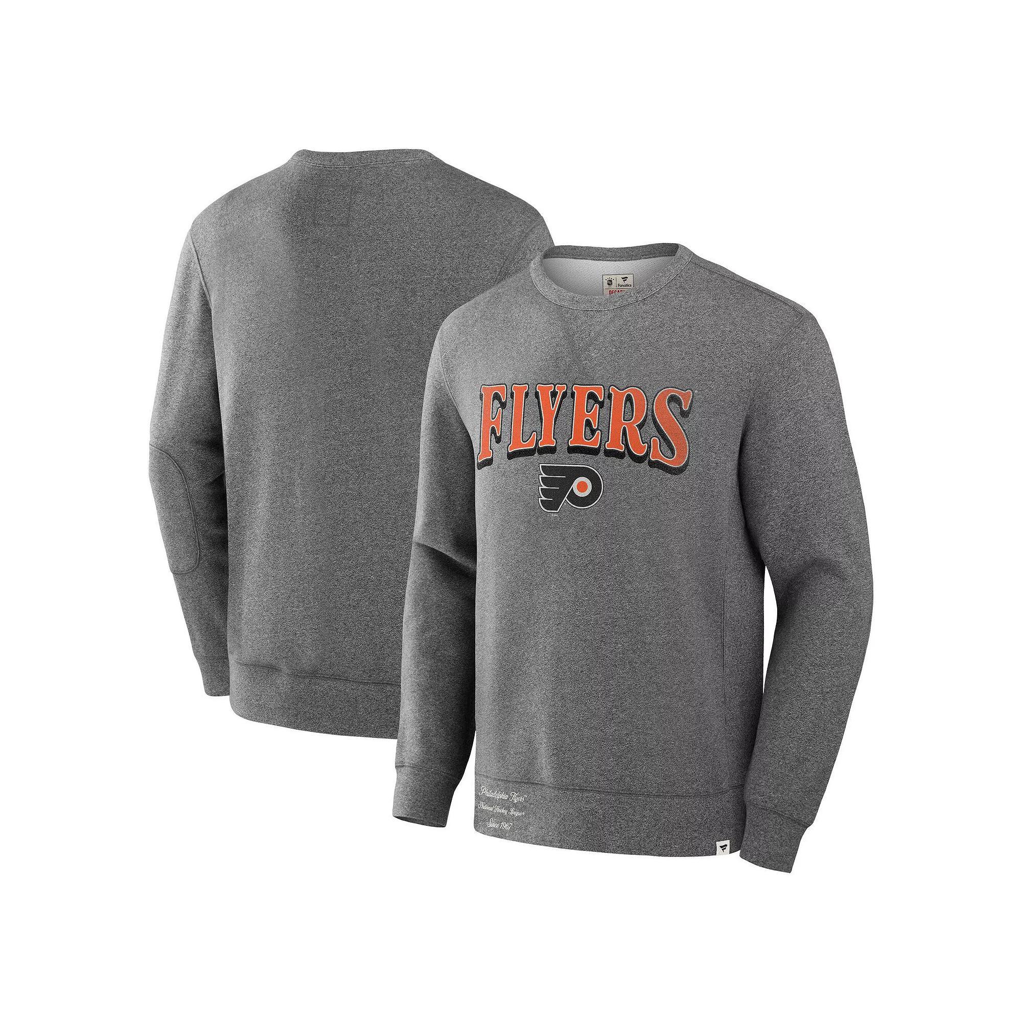 Men's Fanatics Heather Gray Philadelphia Flyers Decades Collection Legendary Fleece Pullover Sweatshirt,  Product Image