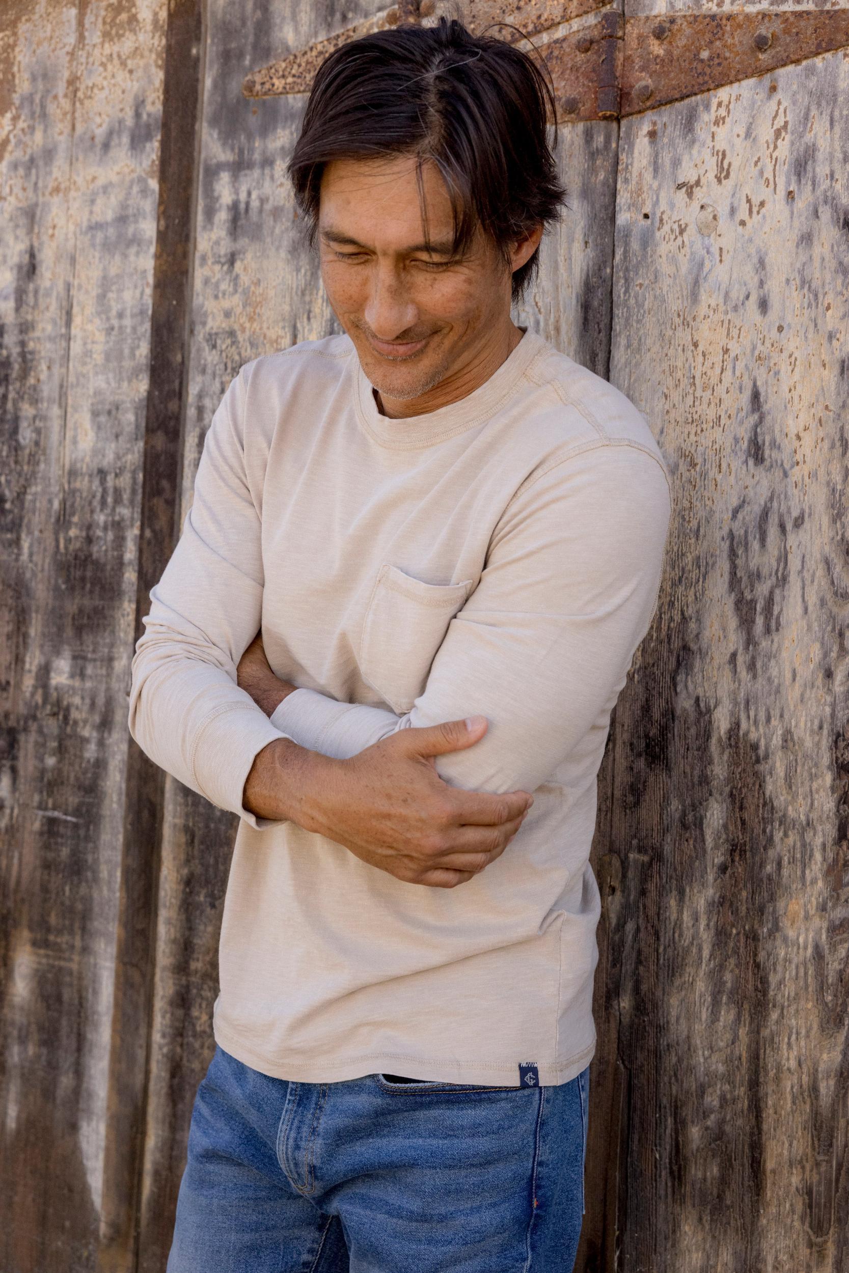 Hewitt Garment Dyed Pocket Tee - Ecru Product Image