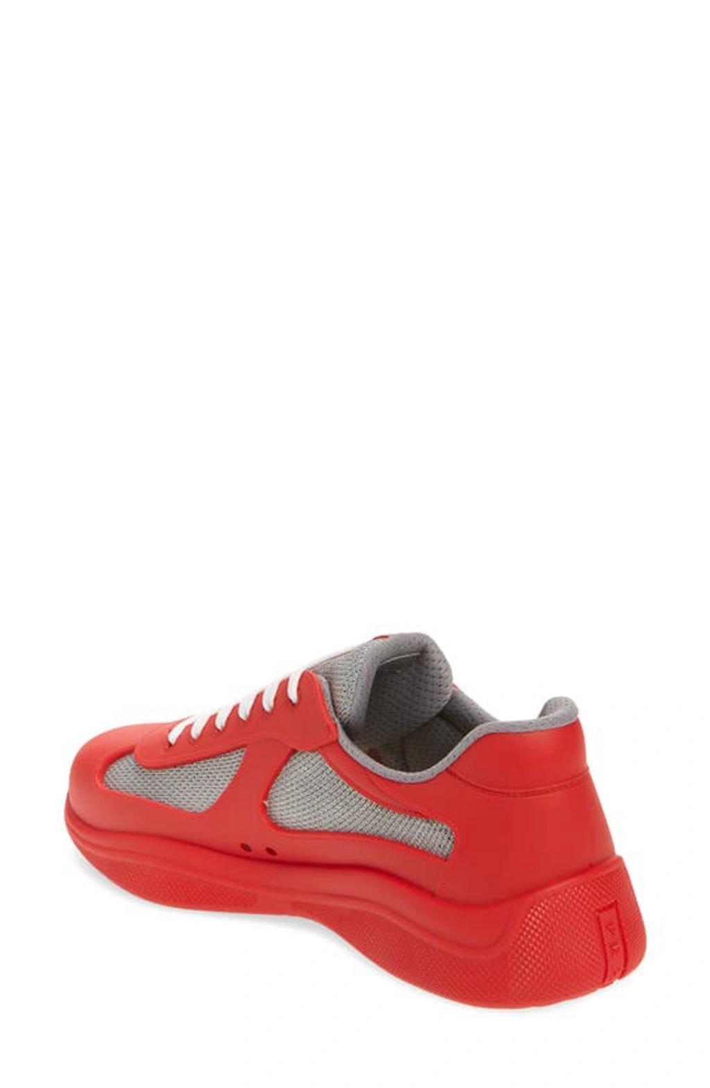 PRADA Men's America's Cup Soft Rubber And Bike Fabric Sneakers In Red Product Image