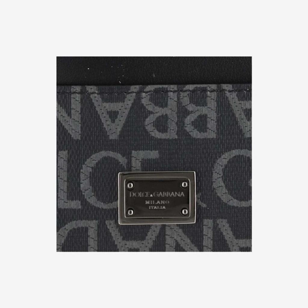 DOLCE & GABBANA Coated Jacquard Card Holder In Black Product Image